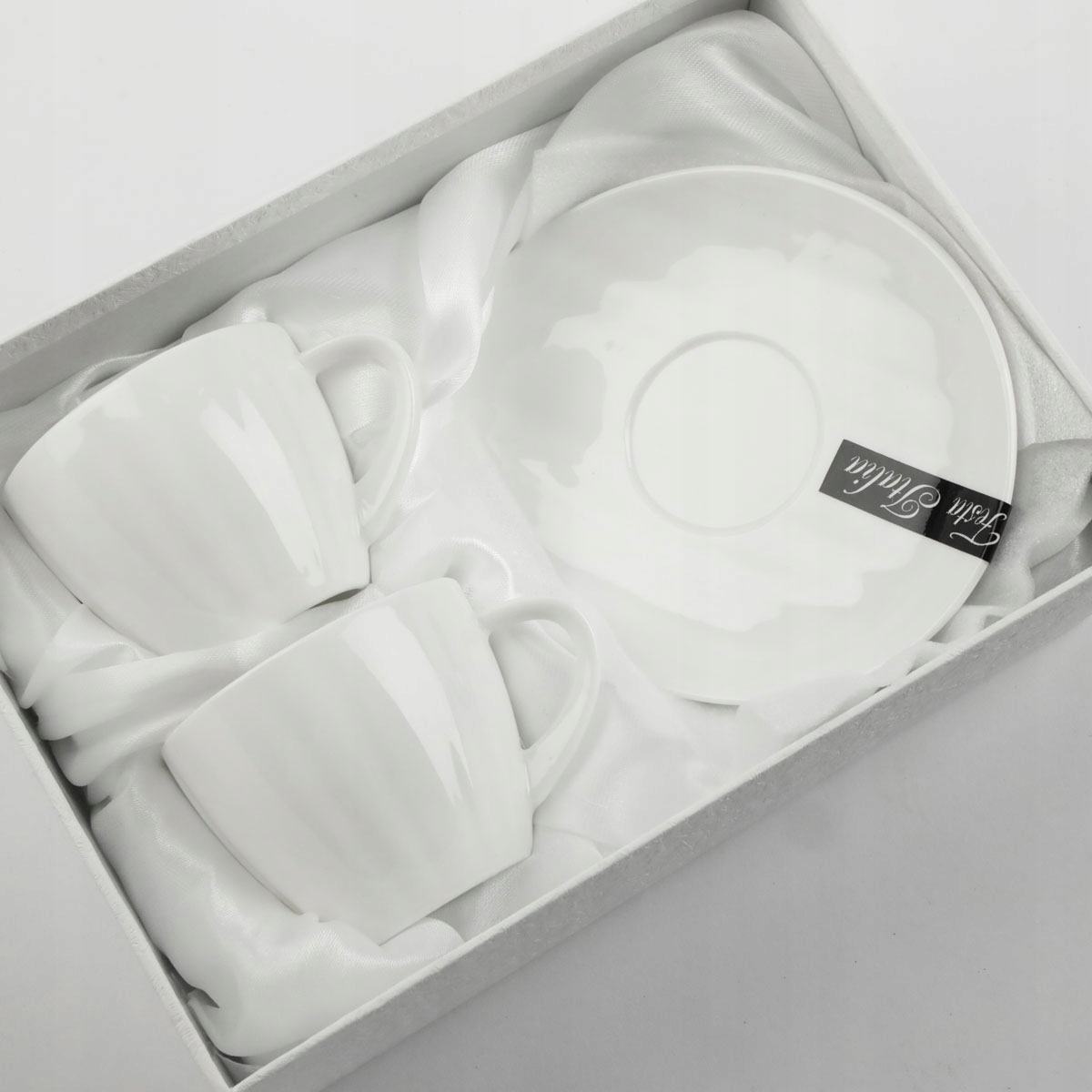 ZESTAW FILIŻANEK Z TALERZYKAMI NA PREZENT 100 ML PORCELANA DO KAWY HERBATY