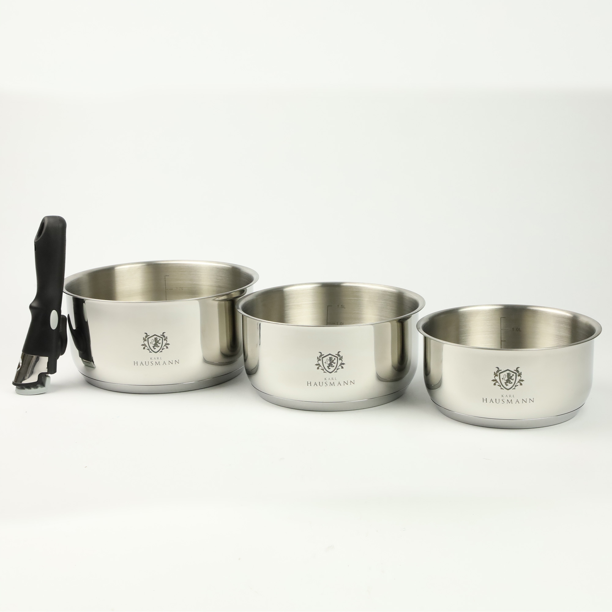 ZESTAW GARNKÓW STALOWYCH GARNKI Z ODPINANĄ RĄCZKĄ 3 SZT FUSION 1,6/2,2/3,1L