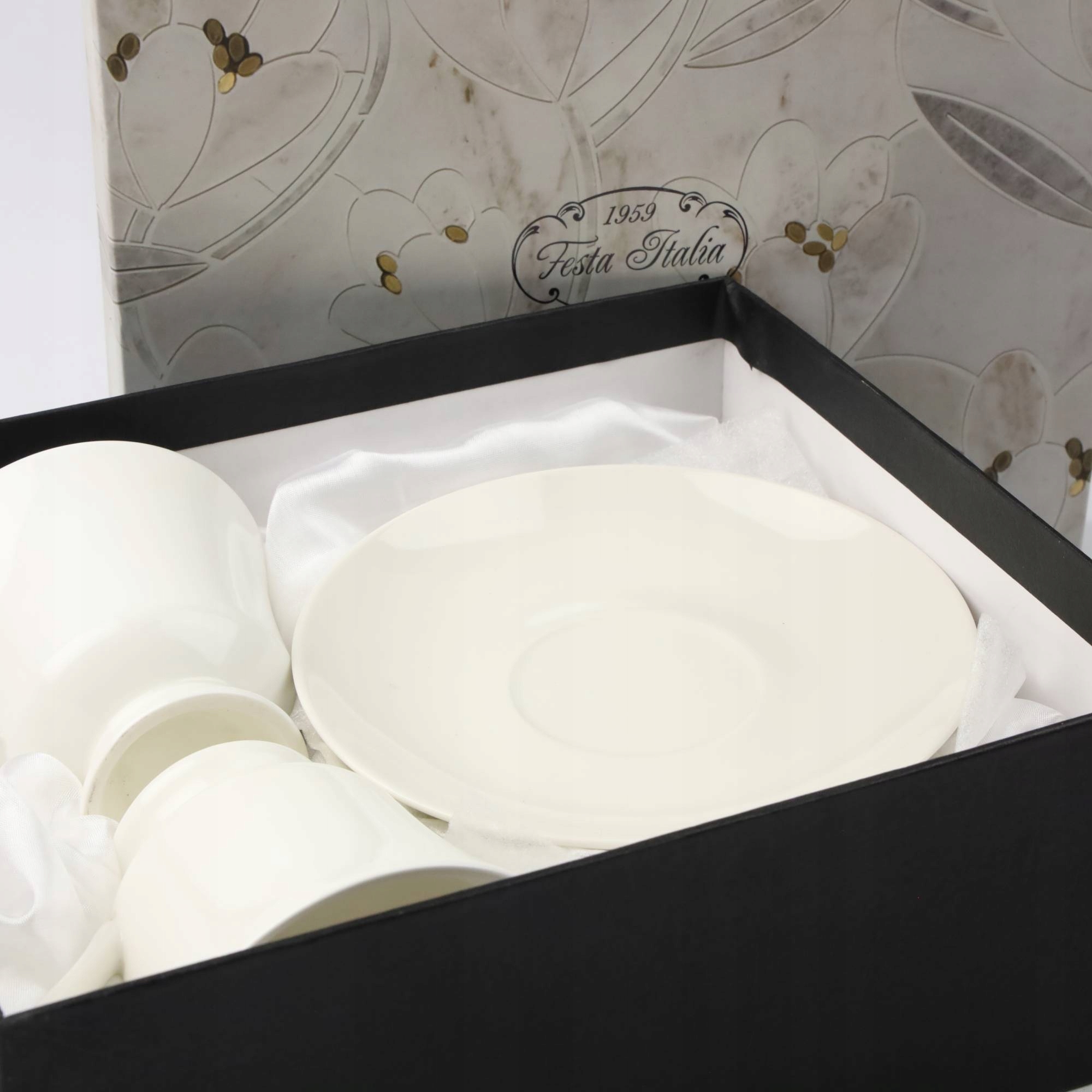 ZESTAW NA PREZENT FILIŻANEK 220 ML Z TALERZYKAMI PORCELANA DO KAWY HERBATY