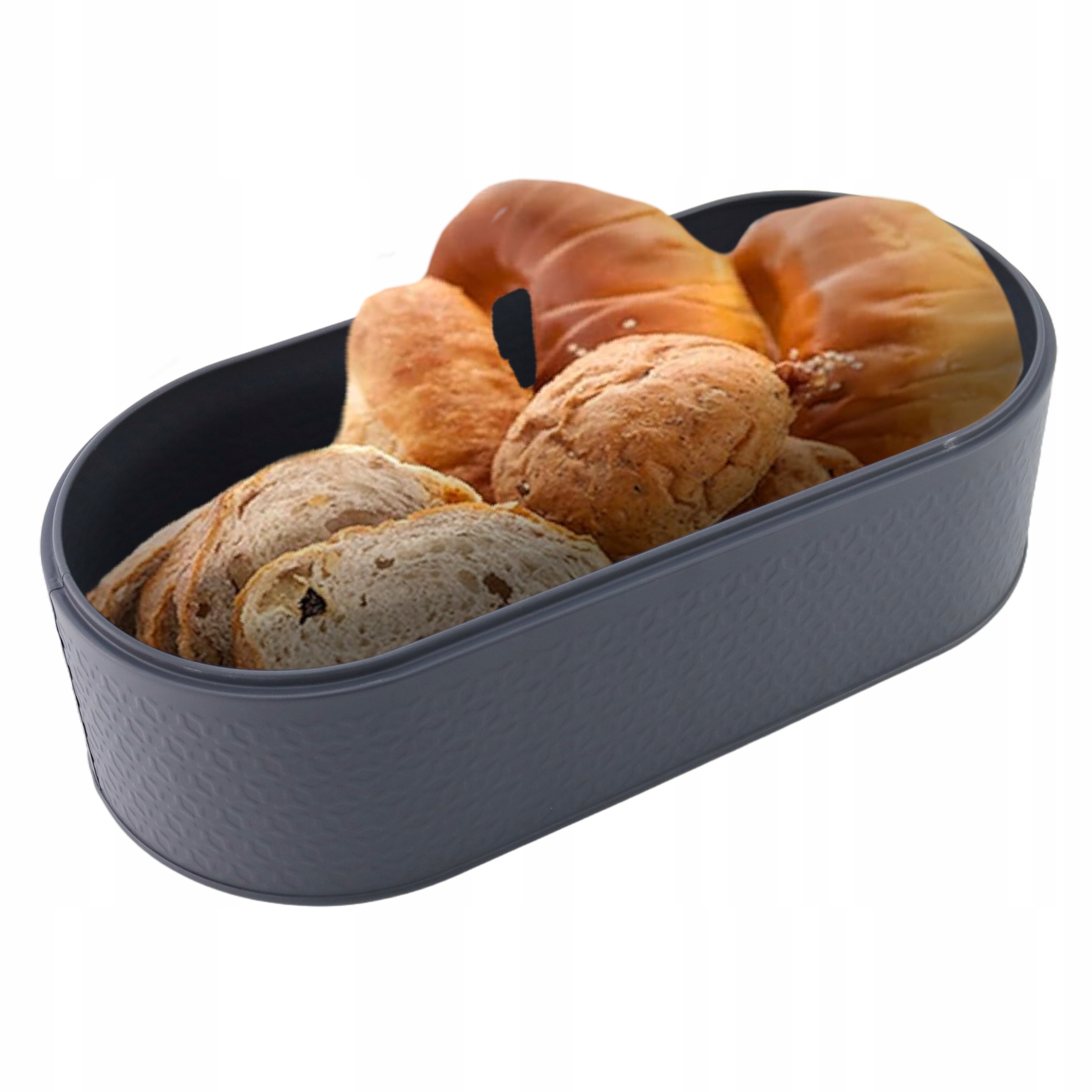 Chlebak pojemnik na pieczywo na chleb bułki stalowy deska bambusowa szary