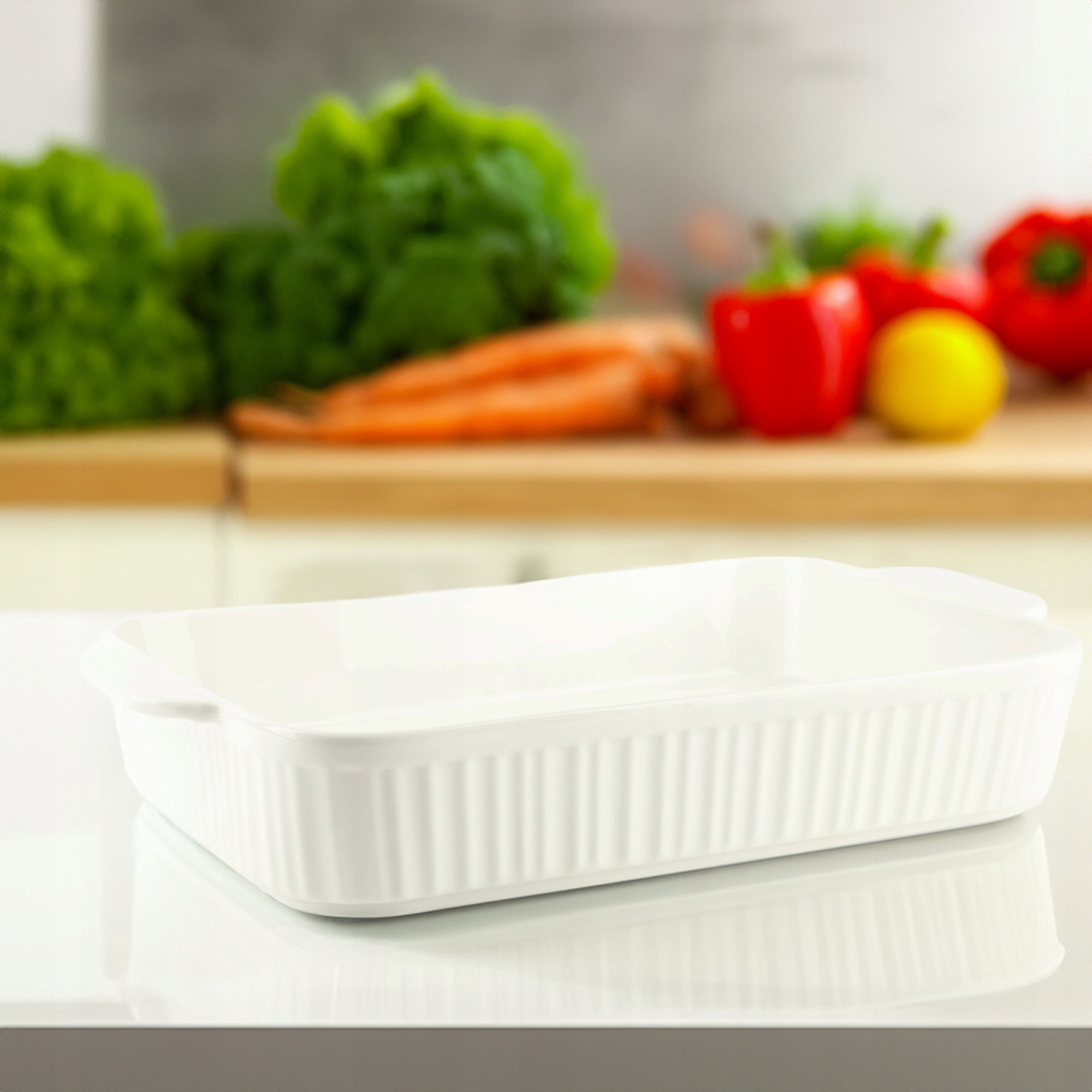 NACZYNIE PORCELANOWE BRYTFANKA DO ZAPIEKANIA MIĘSA RYBY PÓŁMISEK 2L BIAŁA