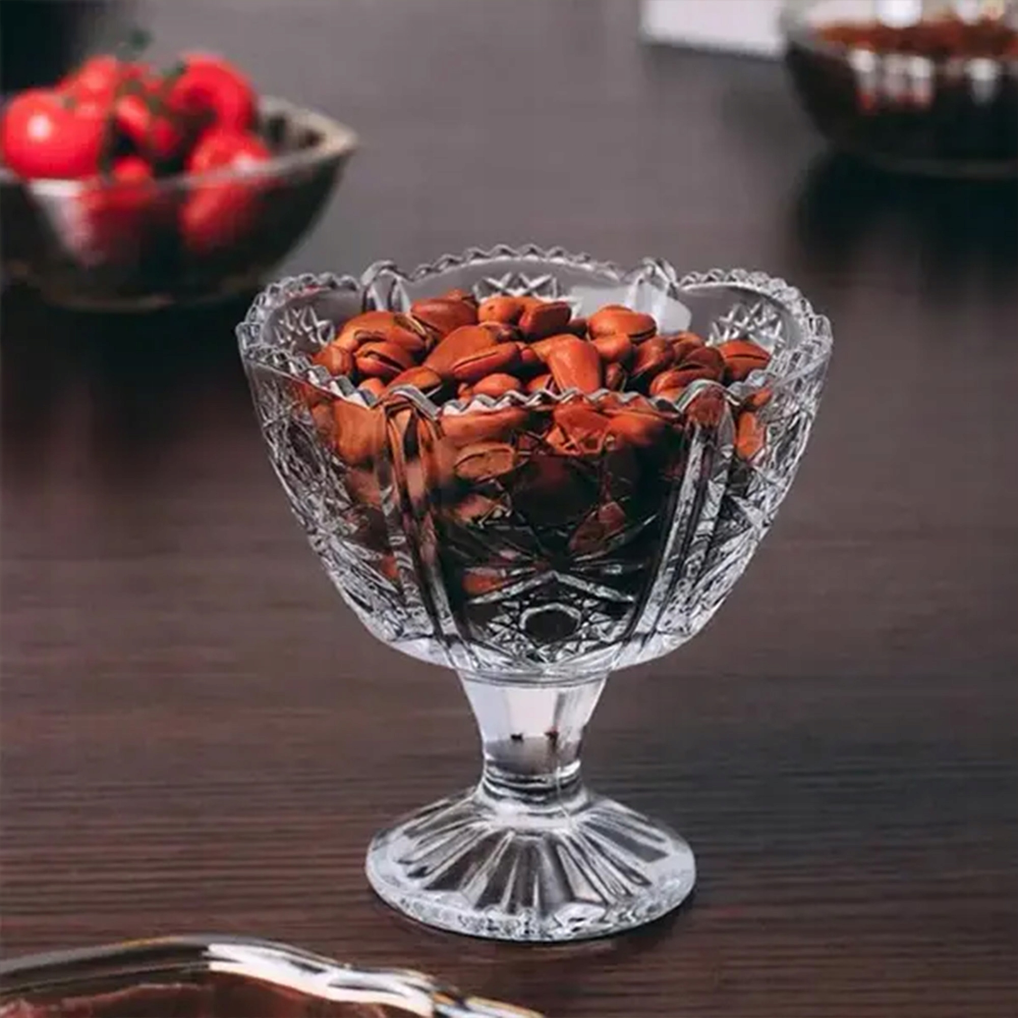 PUCHAREK Z KRYSZTAŁOWYM WZOREM SZKLANY DO PODAWANIA LODÓW DESERÓW 245ML