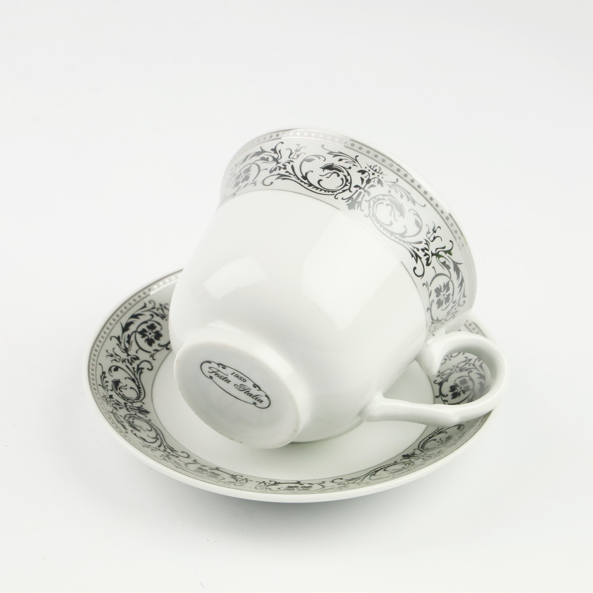 ZESTAW FILIŻANEK Z TALERZYKAMI NA PREZENT 250 ML PORCELANA DO KAWY HERBATY