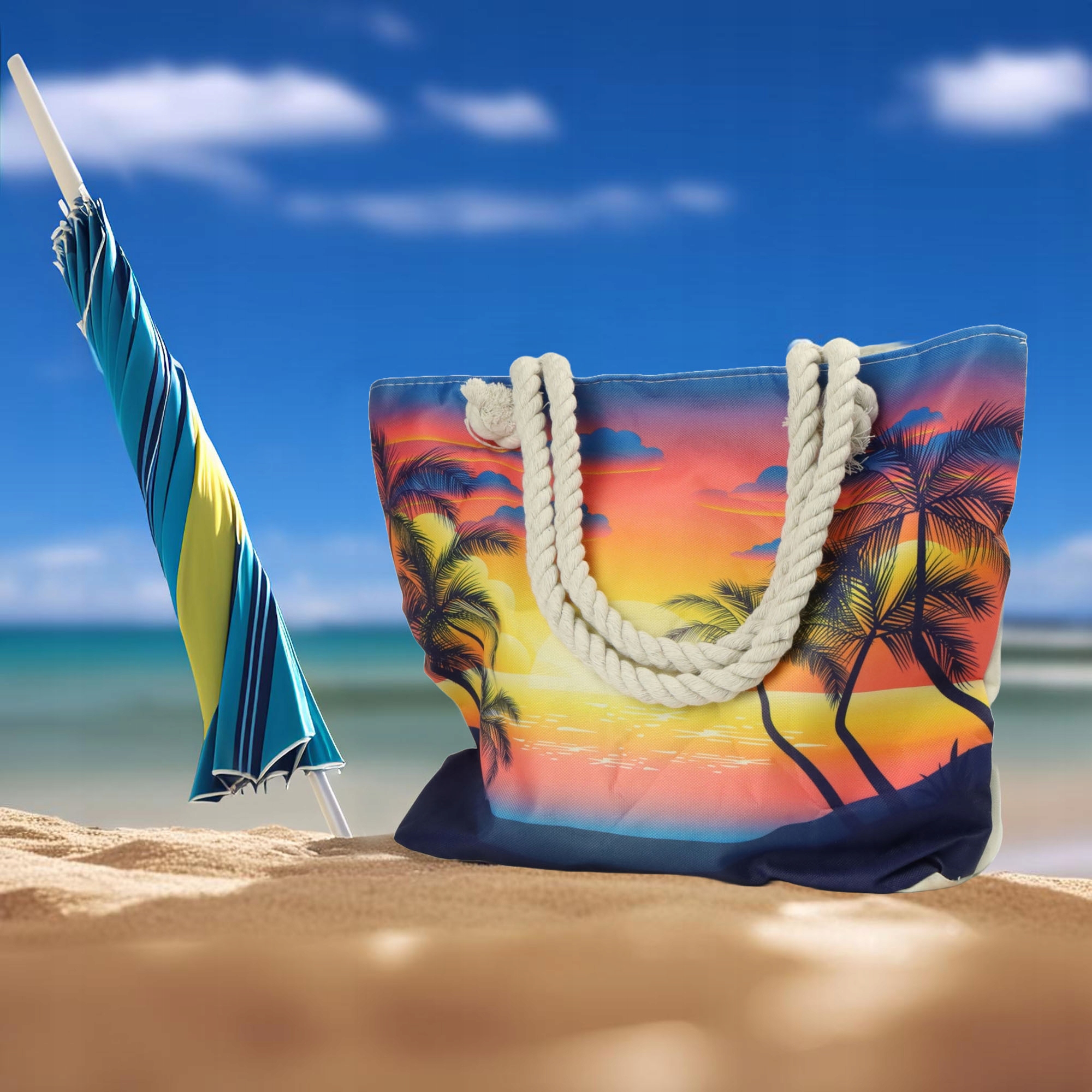 TORBA PLAŻOWA MIEJSKA MATERIAŁOWA Z PODSZEWKĄ SHOPPER NA RAMIĘ Z ZAMKIEM