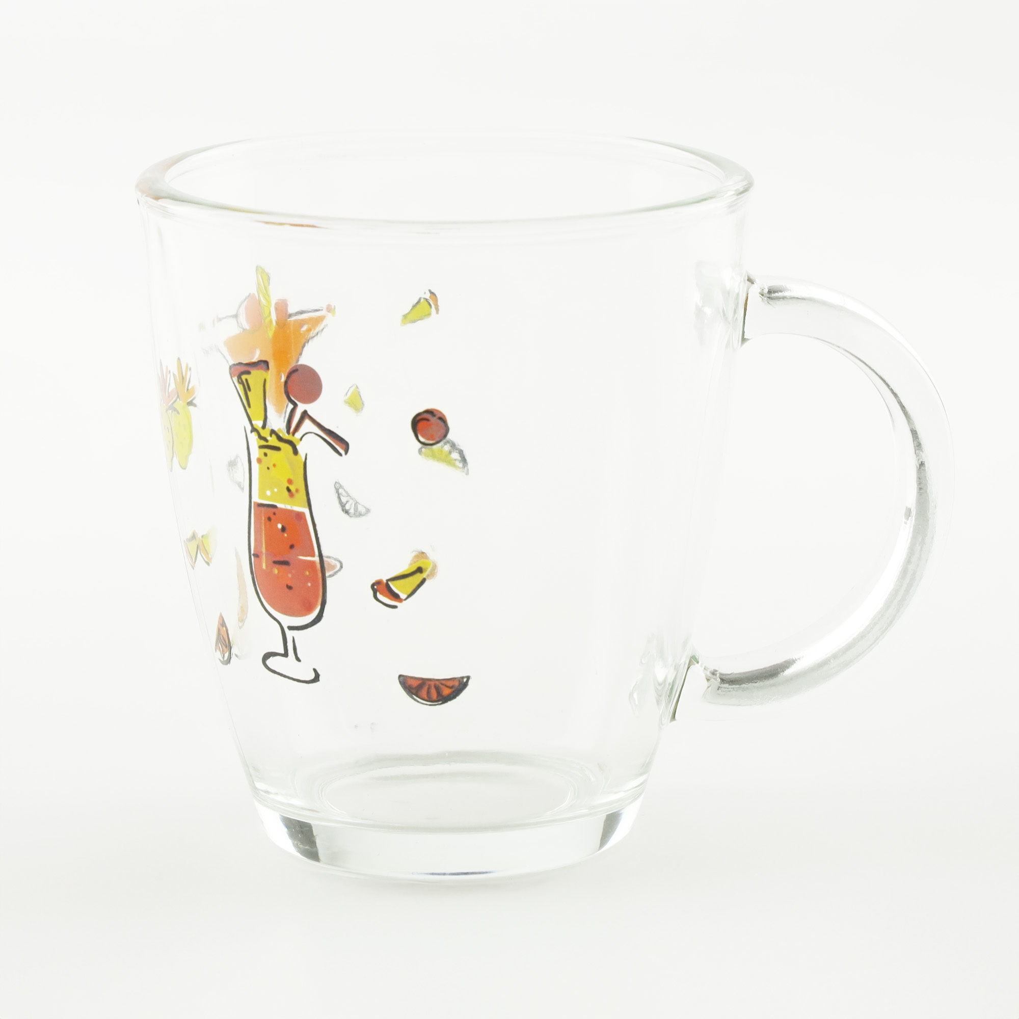 SZKLANKA Z UCHEM KUBEK SZKLANY TRADYCYJNY DO KAWY HERBATY 320 ML Z WZOREM