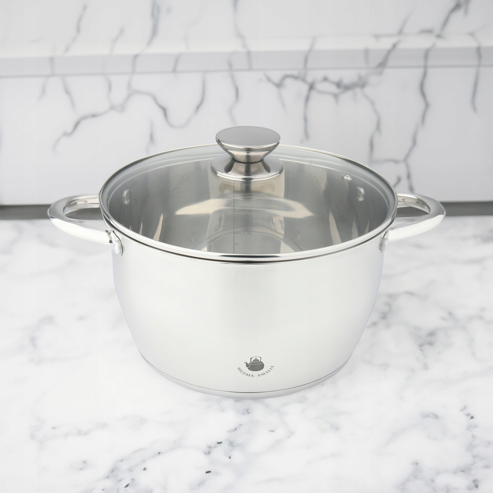 GARNEK Z SZKLANĄ POKRYWKĄ LEON 3,7L 22 CM STAL NIERDZEWNA