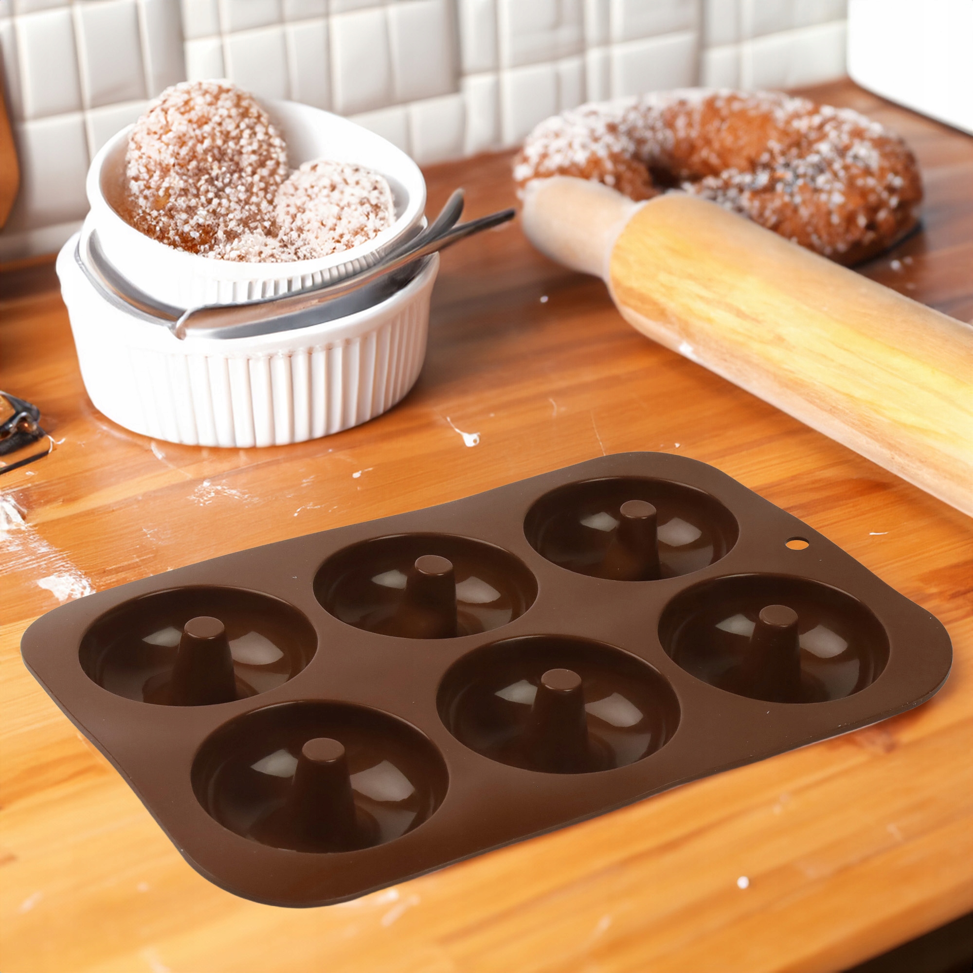 FORMA SILIKONOWA DO ROBIENIA PĄCZKÓW DONUTÓW DONATÓW CIASTEK Z DZIURKĄ 6SZT