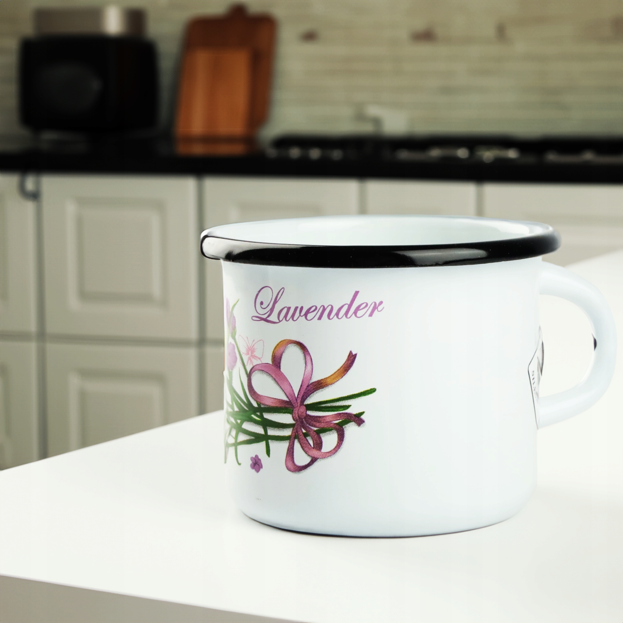 KUBEK SILESIA EMALIA 400 ML 9CM METALOWY KUBEK DO KAWY HERBATY OBOZOWY