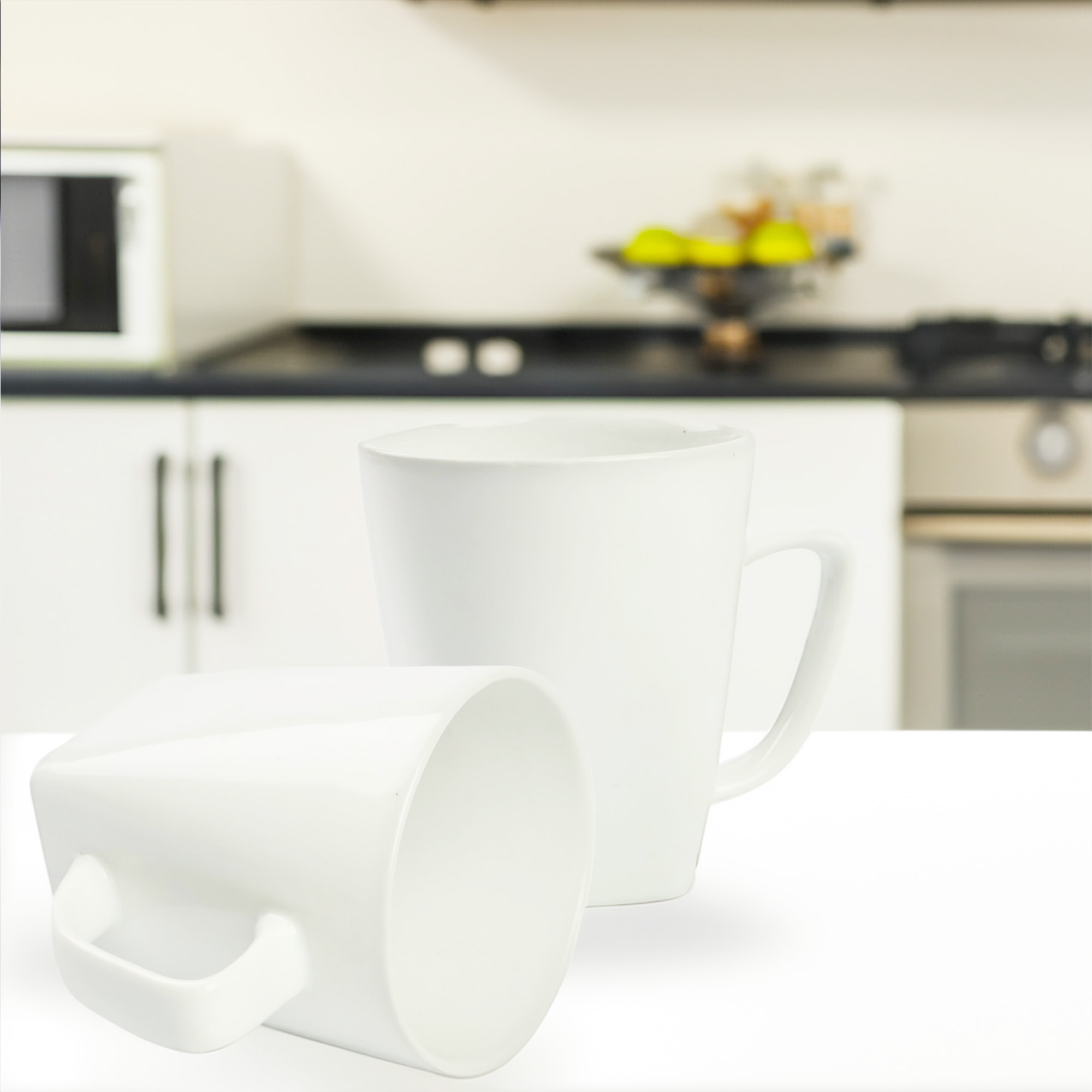 KUBEK PORCELANOWY DO KAWY HERBATY UNIWERSALNY BIAŁY 460ML Z UCHEM