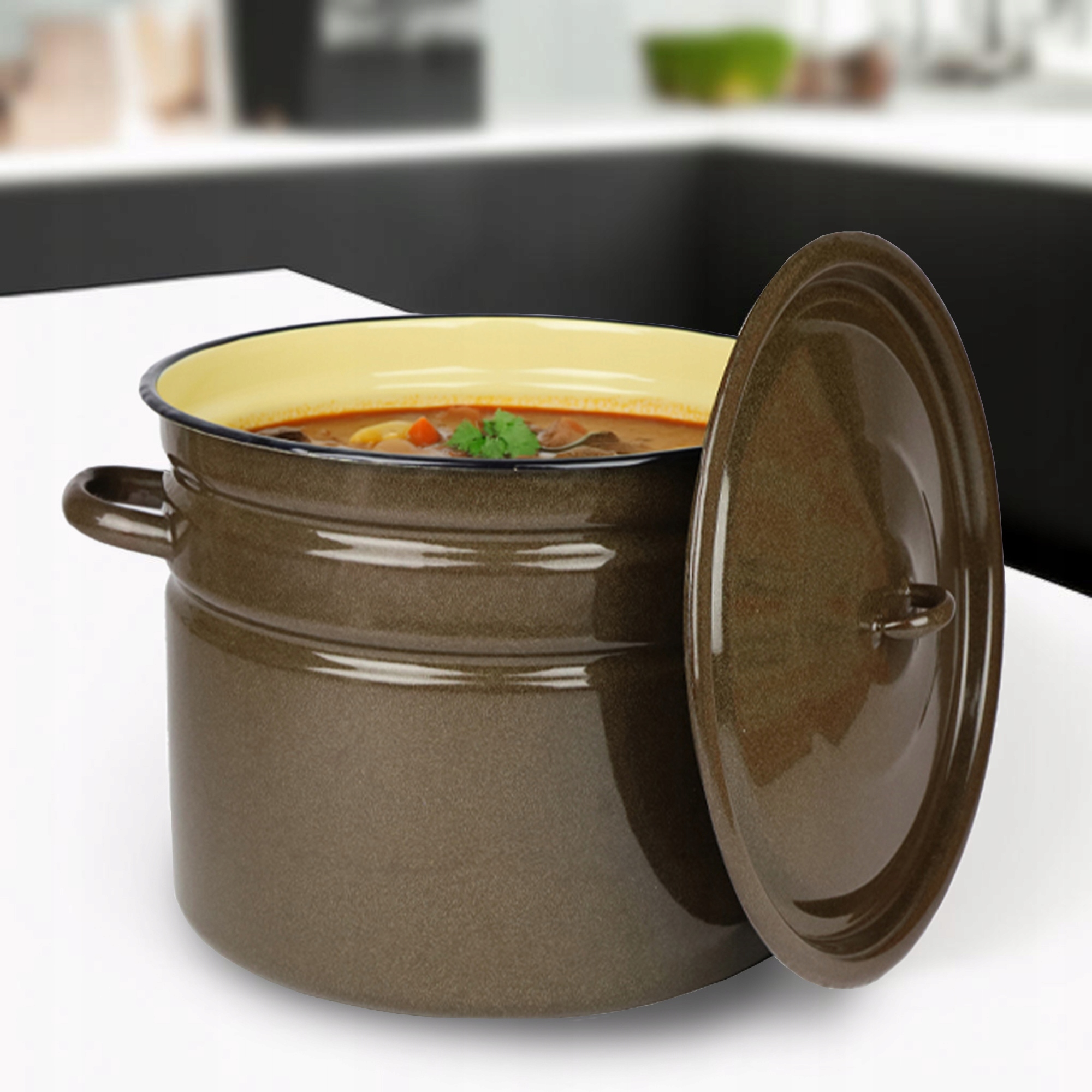 GARNEK EMALIOWANY POWDILAK 20 L Z POKRYWKĄ DO GOTOWANIA POTRAW PRZETWORÓW