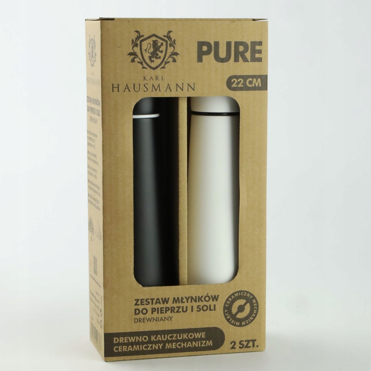 MŁYNEK RĘCZNY ZESTAW 2 SZT DO MIELENIA SOLI PIEPRZU PRZYPRAW BIAŁY I CZARNY