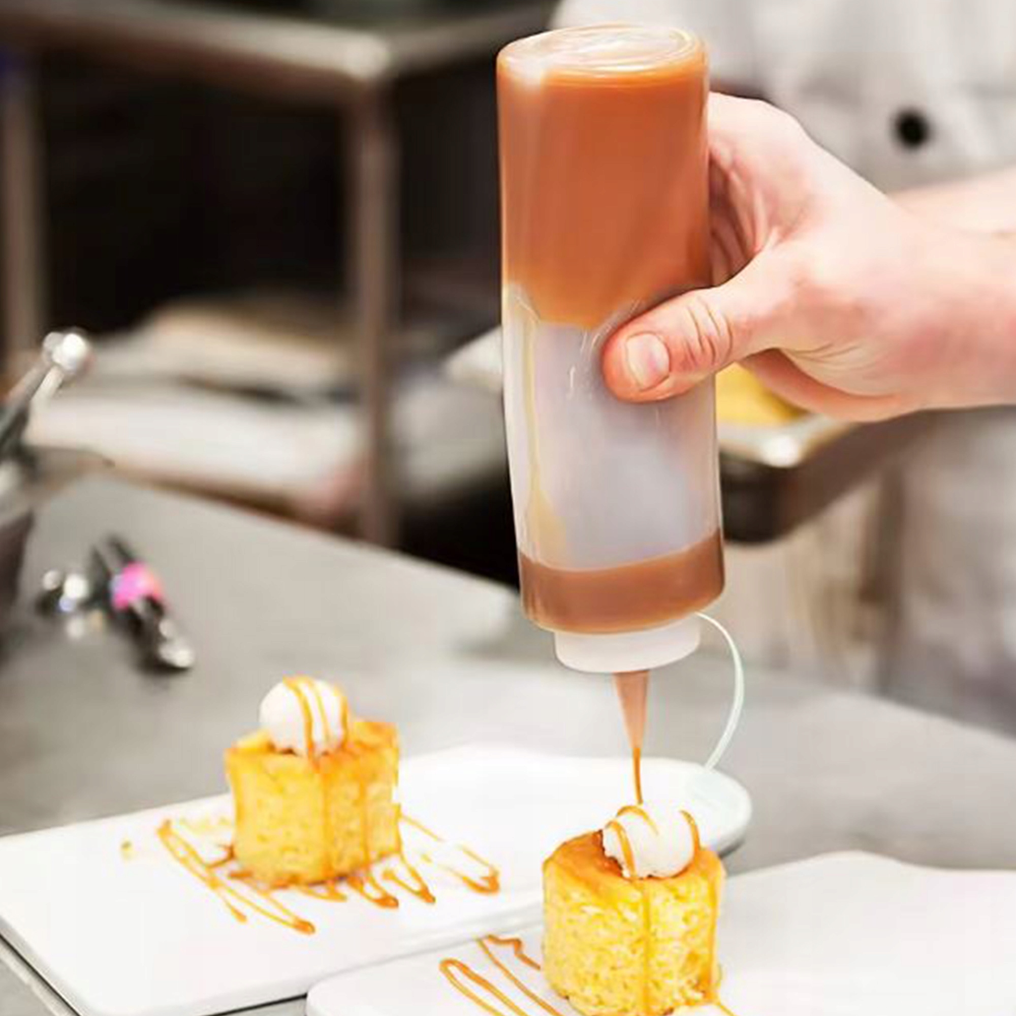 ZESTAW 2x BUTELKA DYSPENSER DOZOWNIK DO SOSÓW PRZEZROCZYSTY KUCHENNY 240 ML