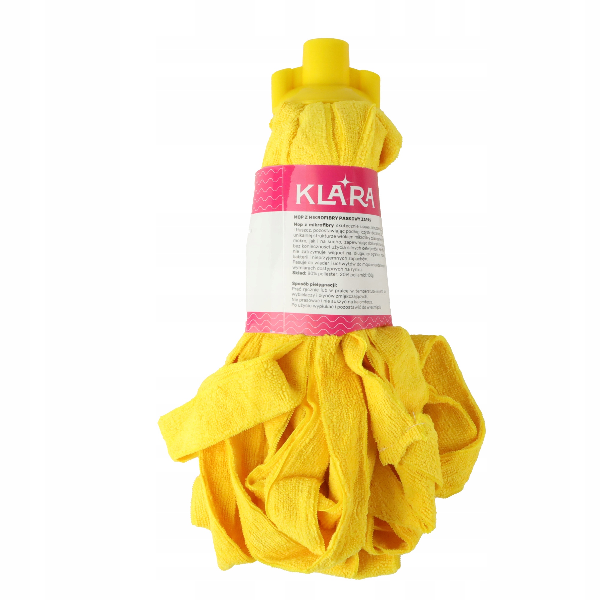 KOŃCÓWKA DO MOPA ZÓŁTA Z MIKROFIBRY PASKOWA SUPERCHLONNA KLARA