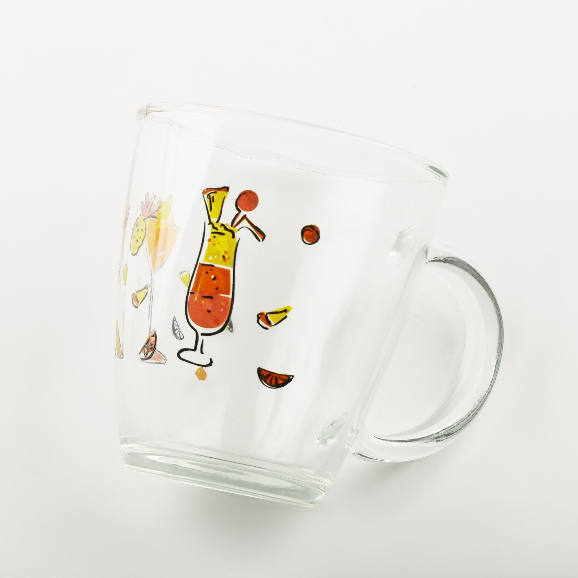 SZKLANKA Z UCHEM KUBEK SZKLANY TRADYCYJNY DO KAWY HERBATY 320 ML Z WZOREM