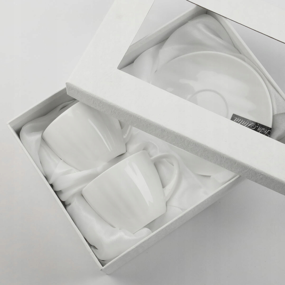 ZESTAW FILIŻANEK Z TALERZYKAMI NA PREZENT 100 ML PORCELANA DO KAWY HERBATY