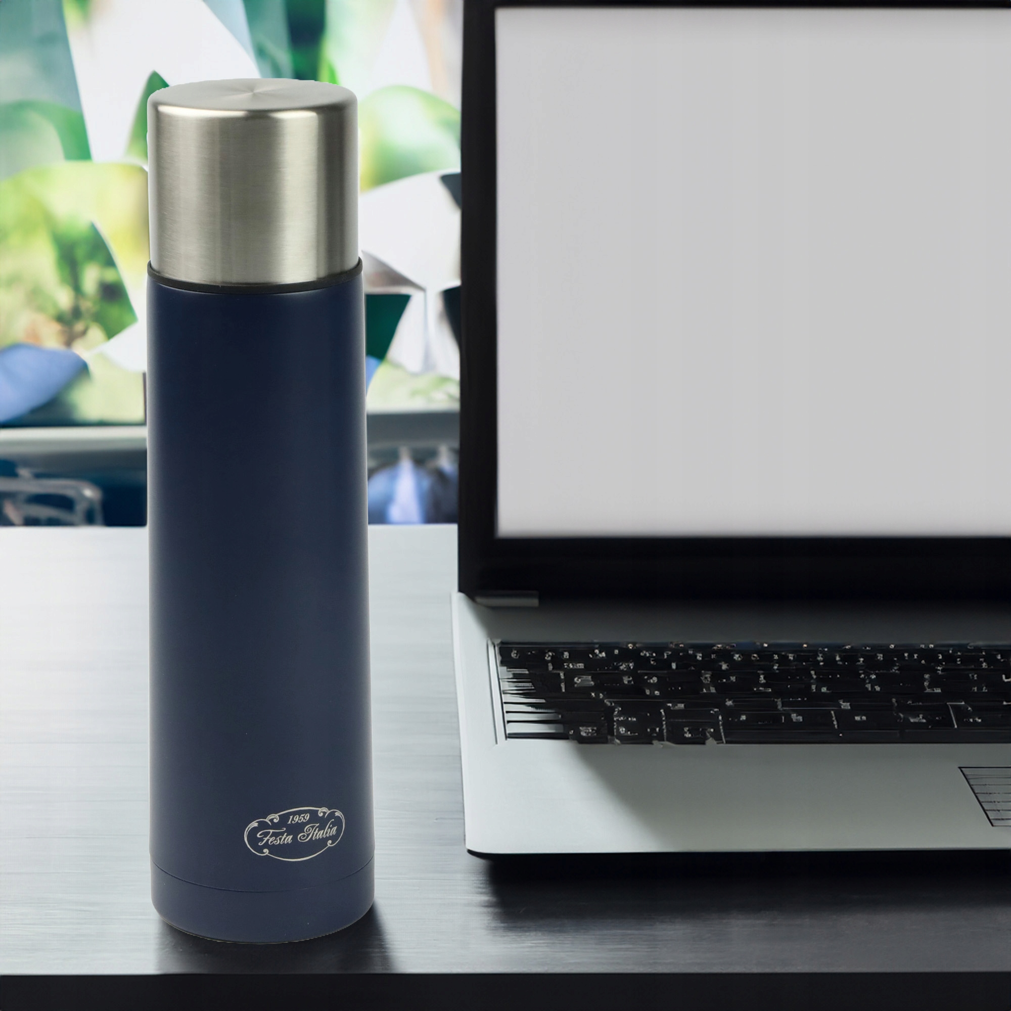 TERMOS GRANATOWY TERMICZNY 750ML STAL NIERDZEWNA BIDON NA GORĄCE NAPOJE