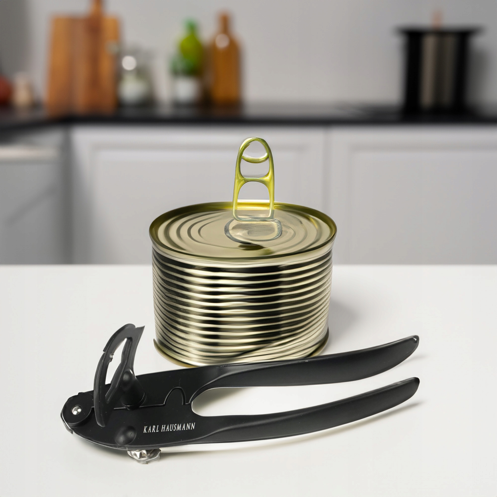 OTWIERACZ DO PUSZEK KONSERW CIĘŻKI SOLIDNY CZARNY STAL NIERDZEWNA