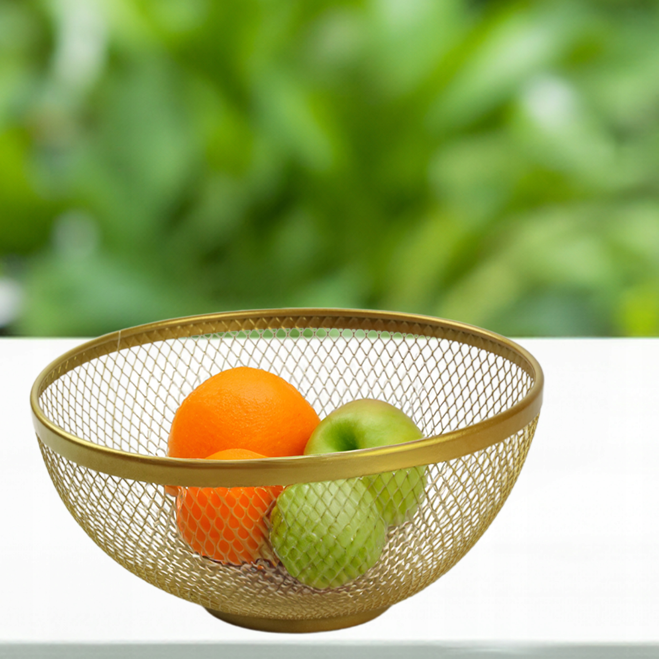 METALOWY KOSZYK ZŁOTY OKRĄGŁY MISA 26CM MISKA POJEMNIK NA OWOCE WARZYWA