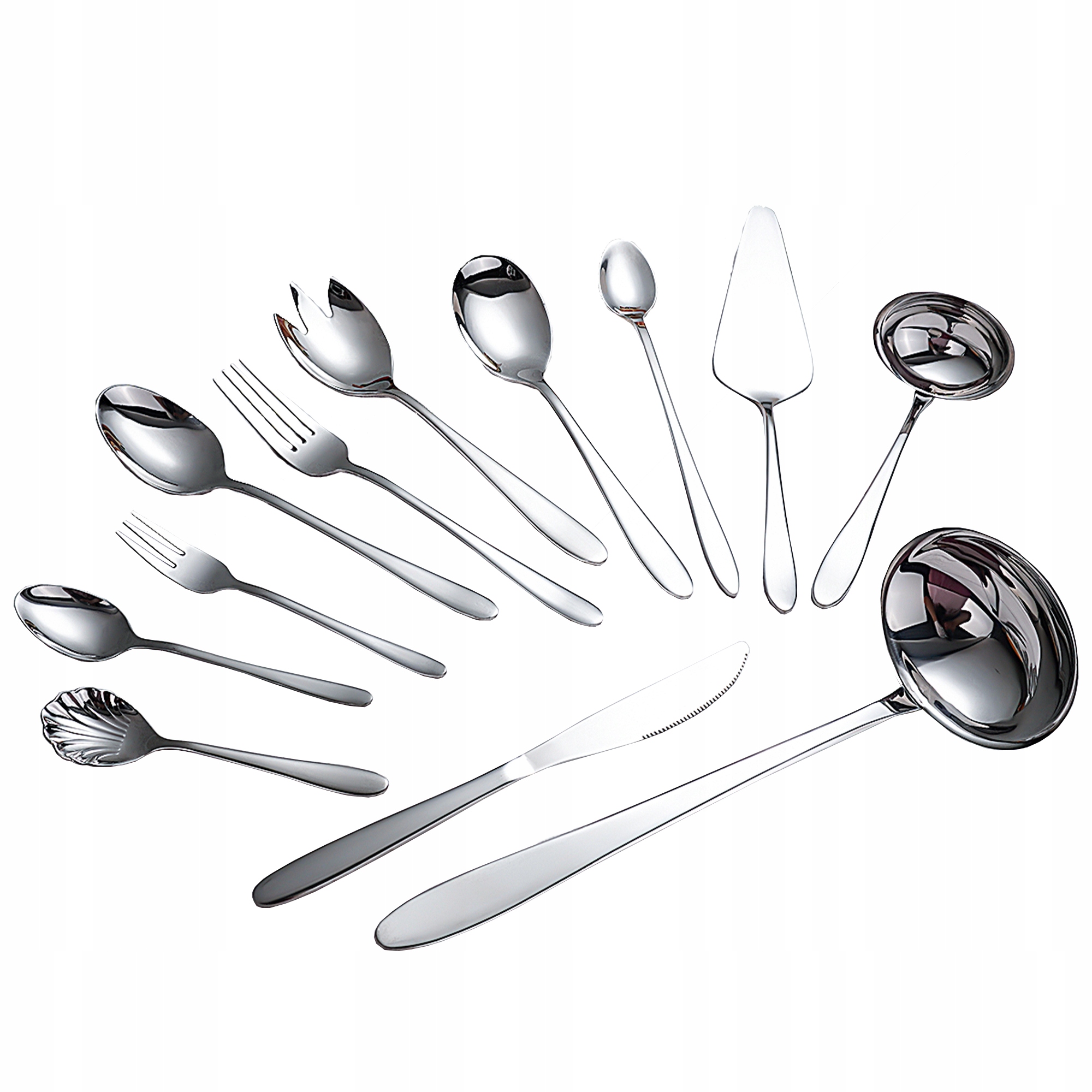 ZESTAW SZTUĆCE 72 elementów komplet SREBRNE 12 osób stal nierdzewna PUDEŁKO