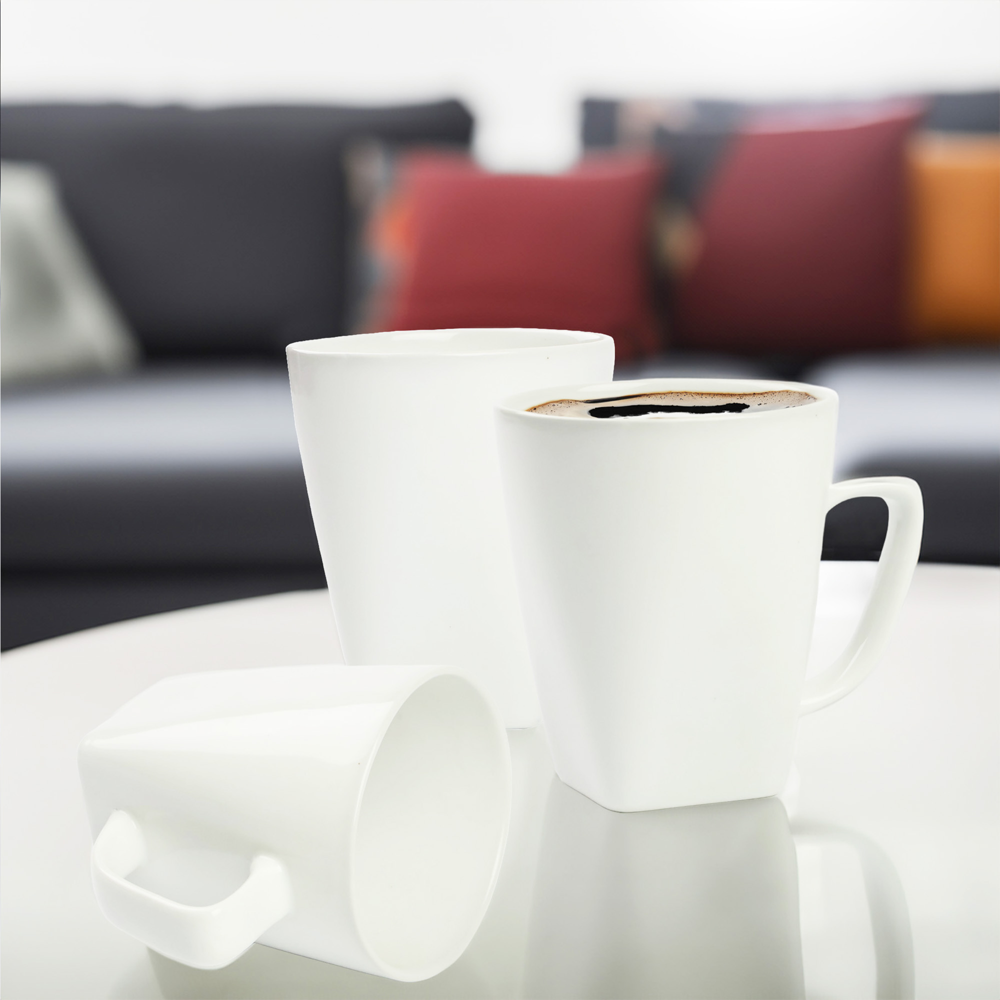 KUBEK PORCELANOWY DO KAWY HERBATY UNIWERSALNY BIAŁY 460ML Z UCHEM