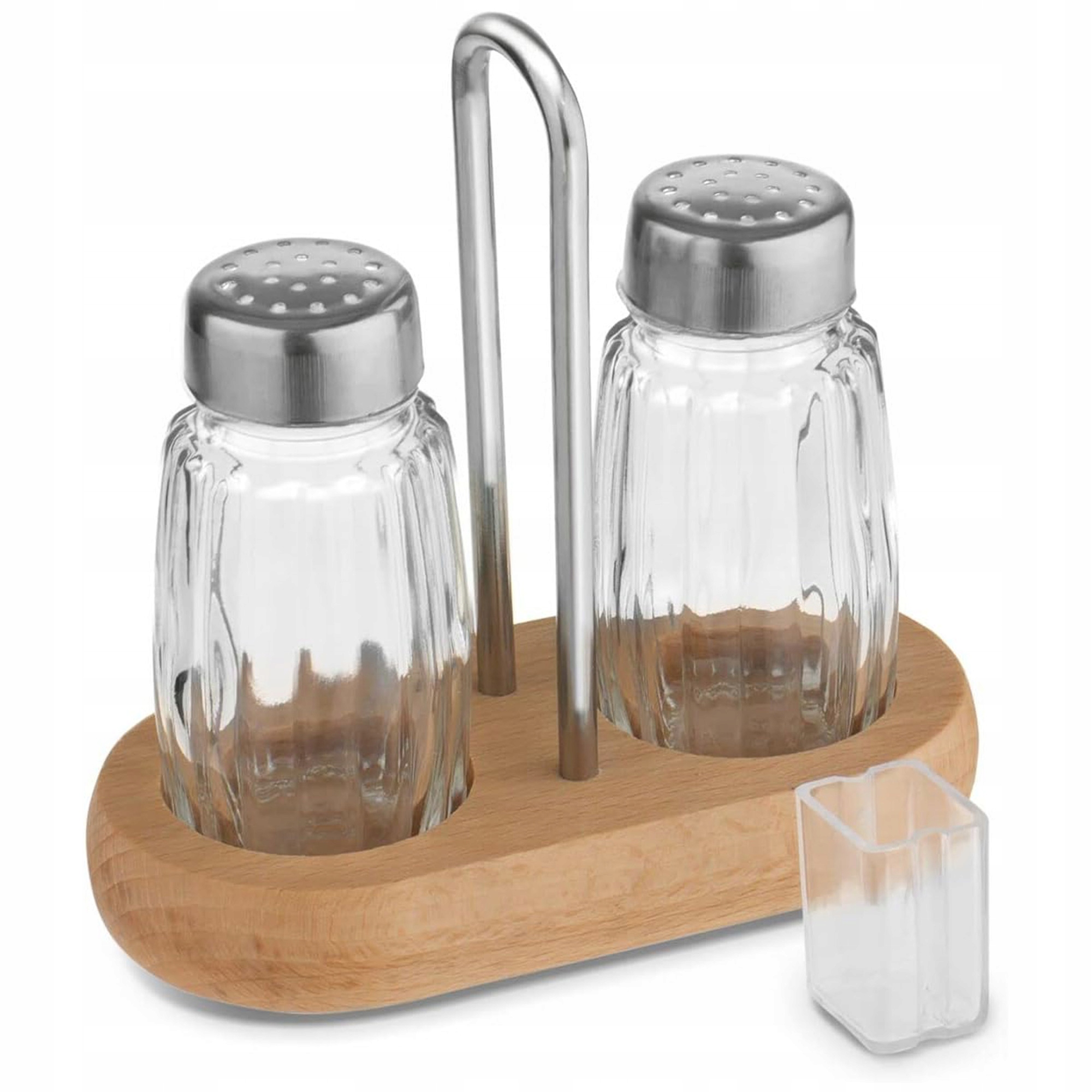 KPL SOLNICZKA PIEPRZNICZKA PRZYPRAWNIK POJEMNIKI NA SÓL PIEPRZ NA POSTAWCE