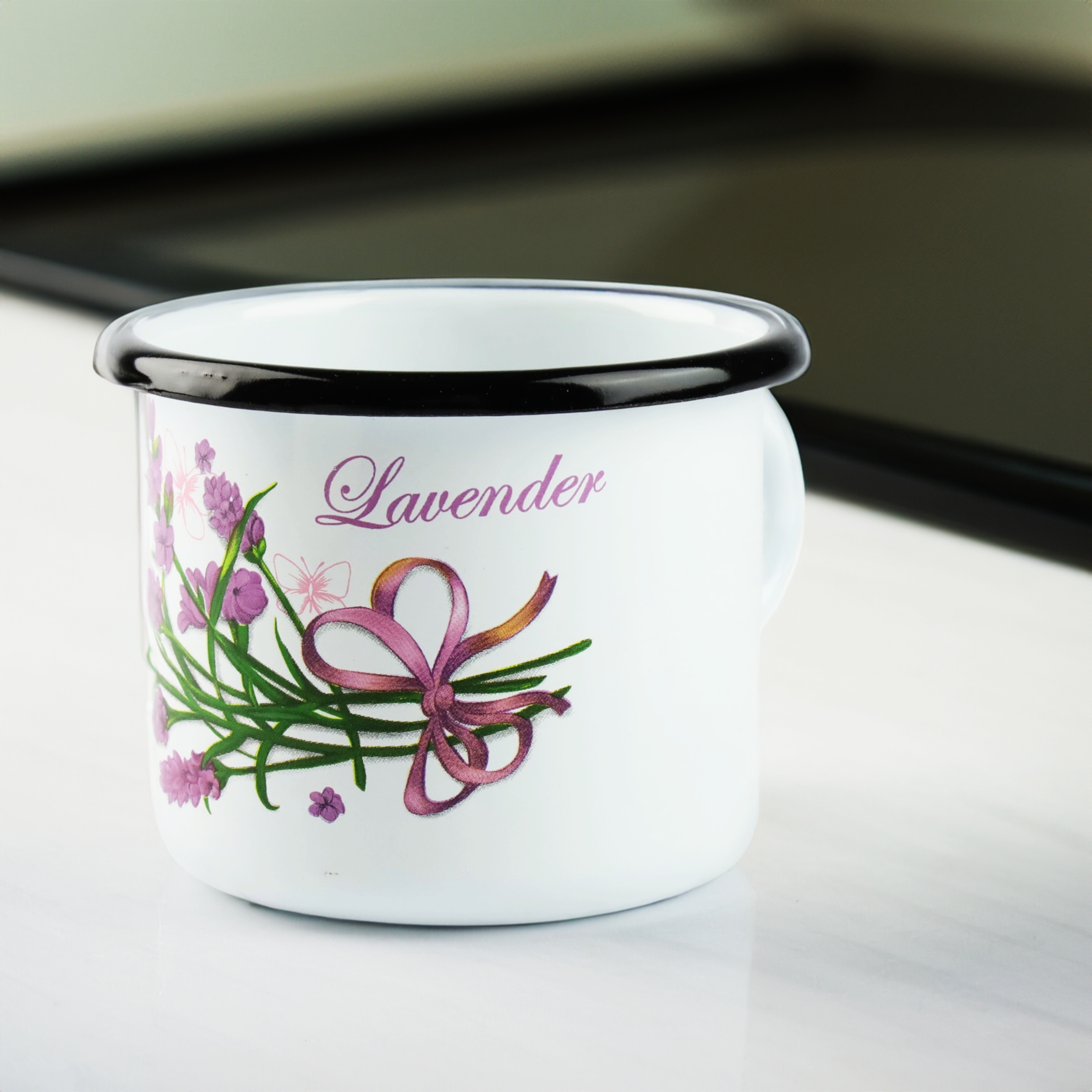 KUBEK SILESIA EMALIA 400 ML 9CM METALOWY KUBEK DO KAWY HERBATY OBOZOWY