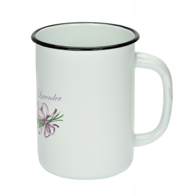 KUBEK GŁADKI EMALIOWANY 1,5L WZÓR LAWENDA SOLIDNY NA NAPOJE MLEKO KOMPOT