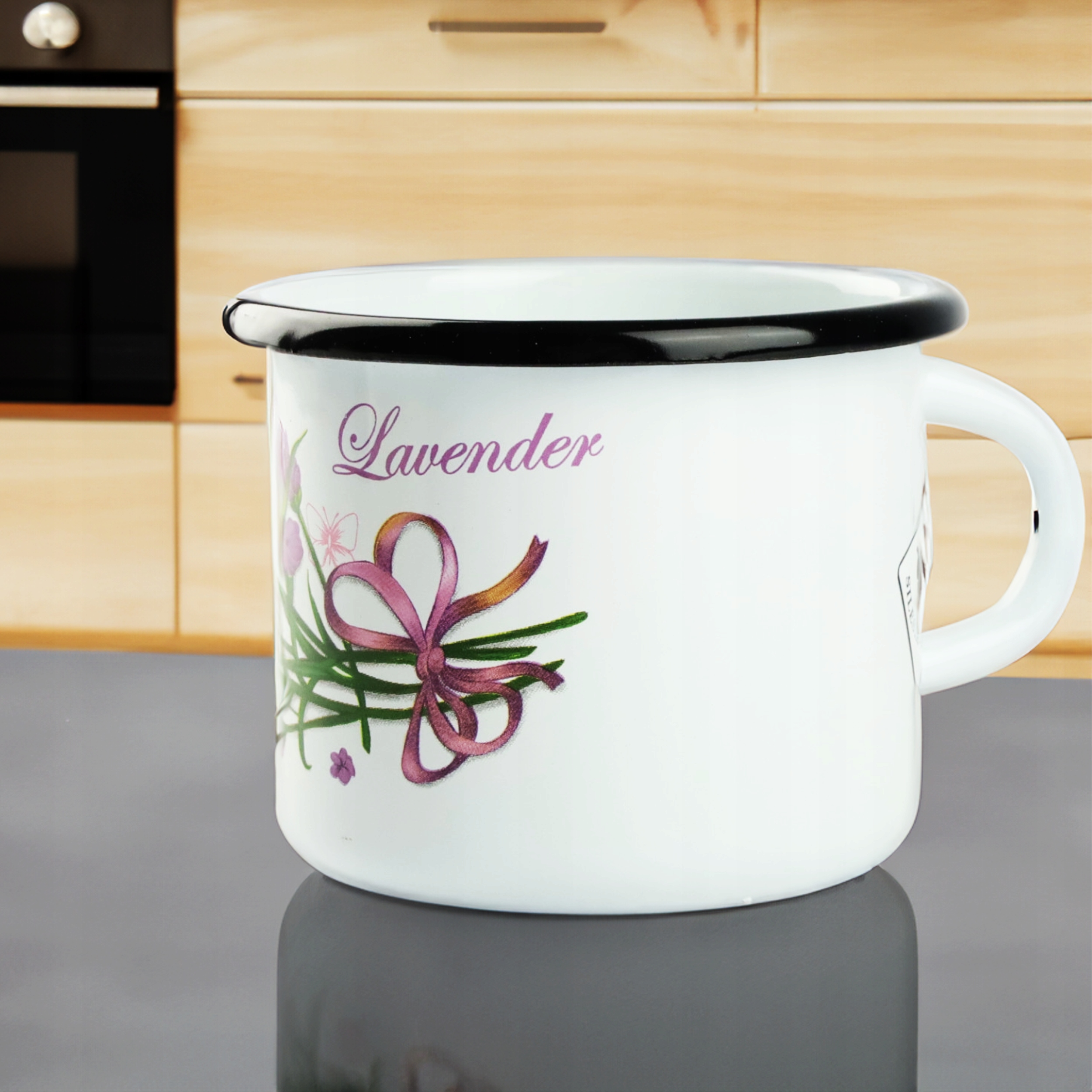 KUBEK SILESIA EMALIA 400 ML 9CM METALOWY KUBEK DO KAWY HERBATY OBOZOWY