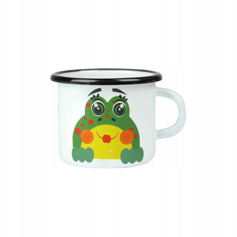 KUBEK EMALIOWANY 500ML Z UCHEM 9CM WZÓR ŻABKA ZDZISIA DO KAWY HERBATY