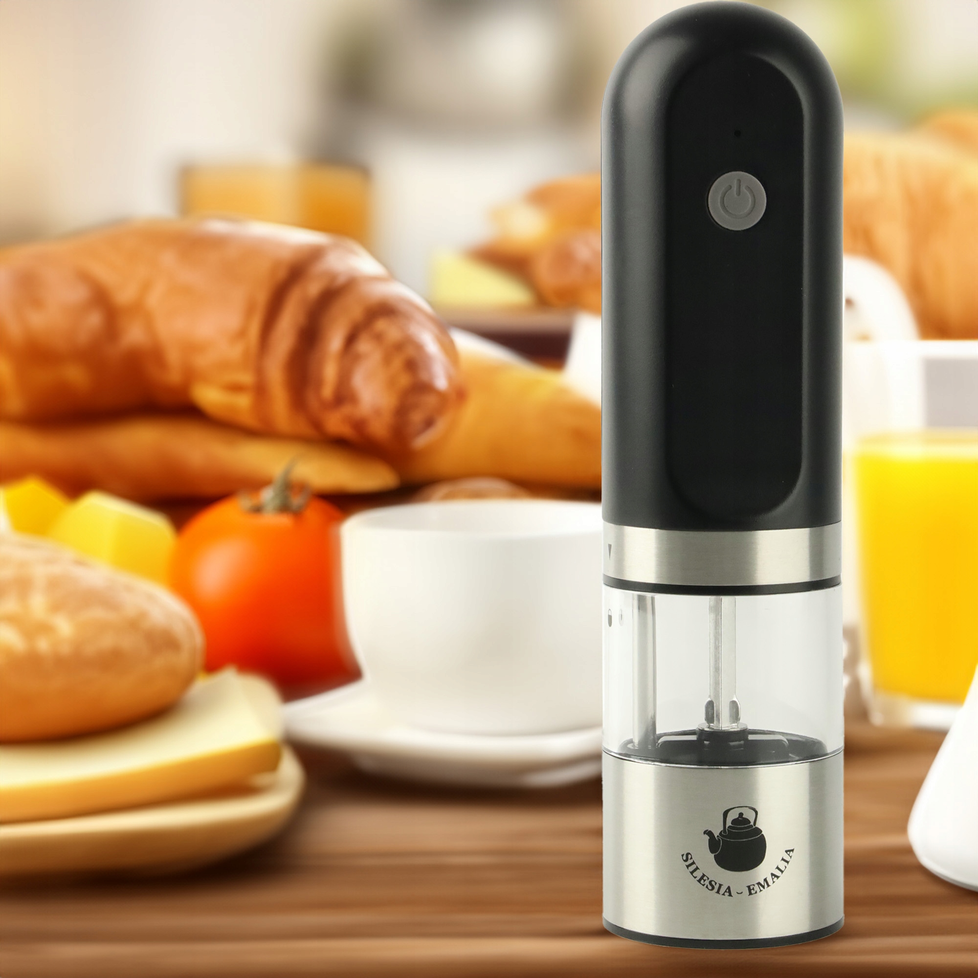 MŁYNEK ELEKTRYCZNY DO MIELENIA CZARNY PRZYPRAW SOLI PIEPRZU PRZYPRAW NA USB