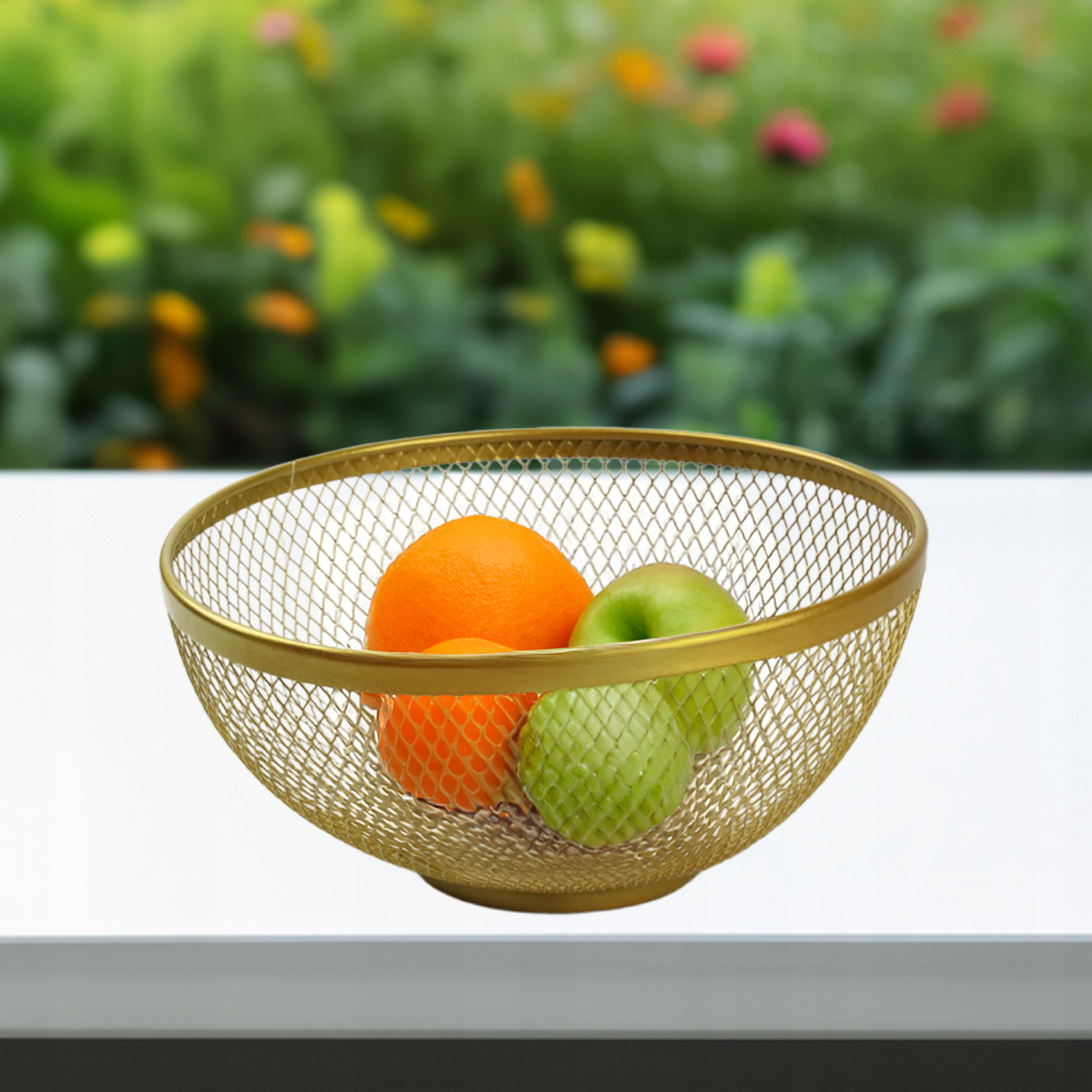 METALOWY KOSZYK ZŁOTY OKRĄGŁY MISA 26CM MISKA POJEMNIK NA OWOCE WARZYWA