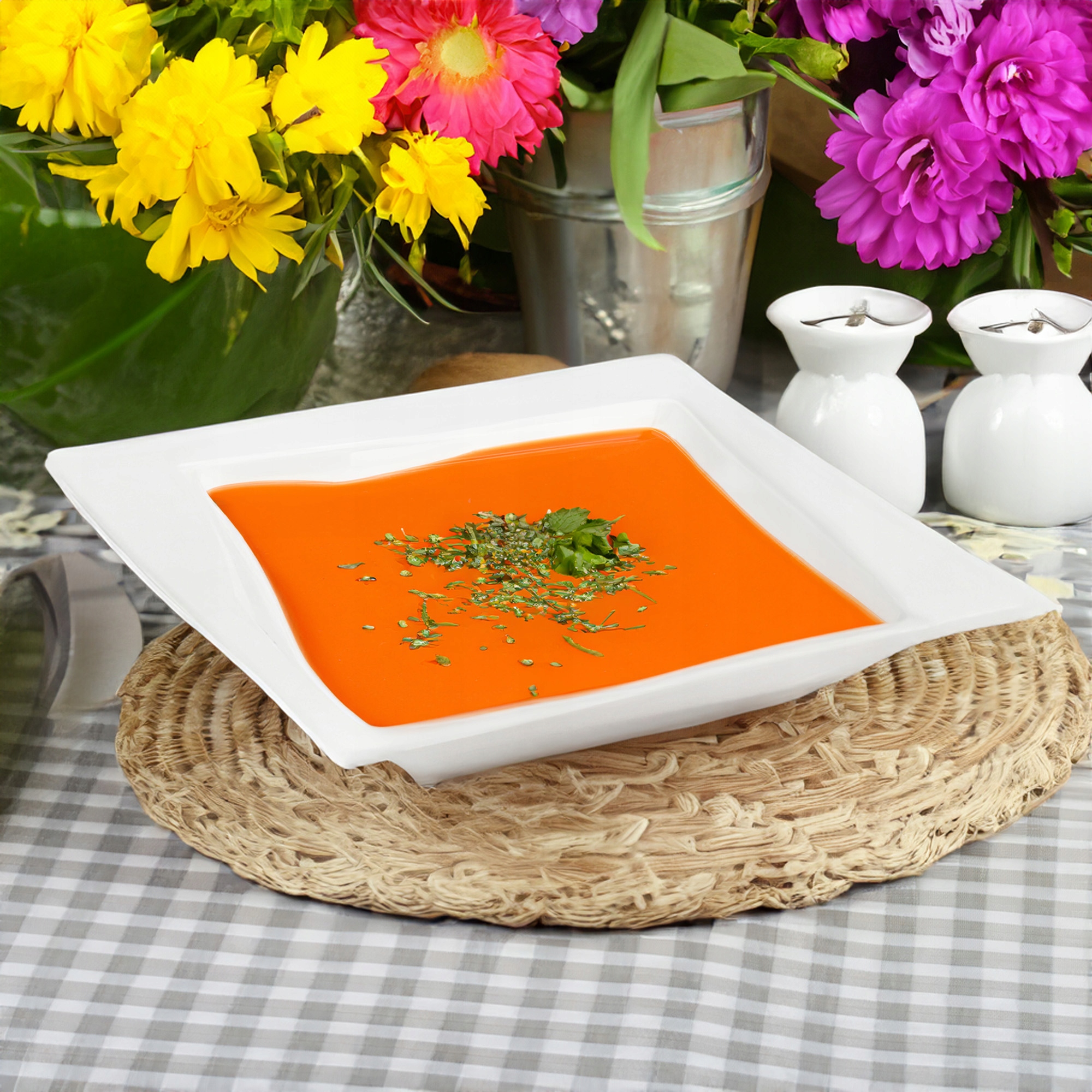 TALERZ OBIADOWY GŁĘBOKI KWADRATOWY 20,5CM VIVA PORCELANOWY DO ZUPY MAKARONU