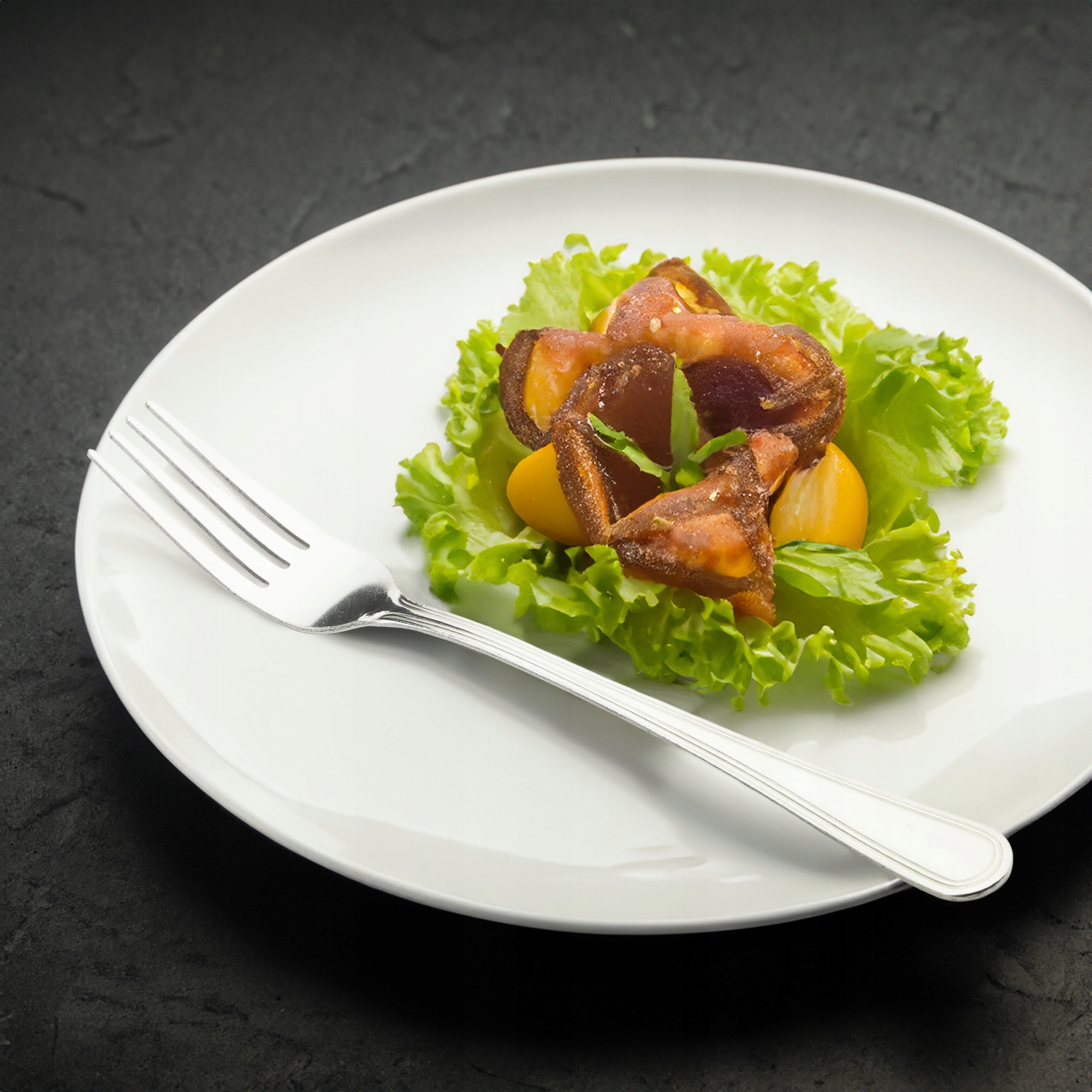 WIDELCE OBIADOWE STOŁOWE DO OBIADU SREBRNE KOMPLET 6 SZT STAL NIERDZEWA