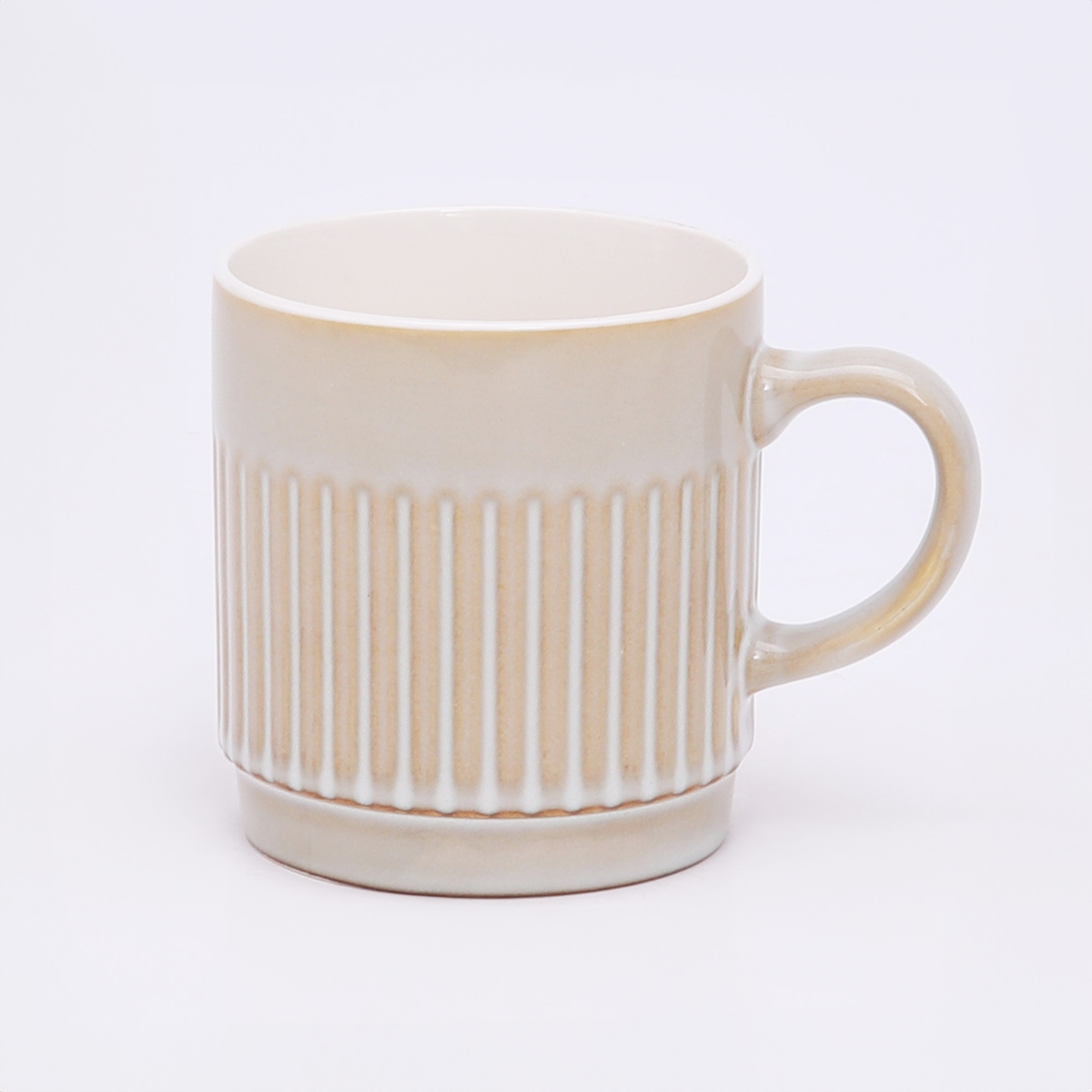 PORCELANOWY KUBEK NA KAWĘ HERBATĘ BEŻOWY ZDOBIONY 440 ML NA PREZENT