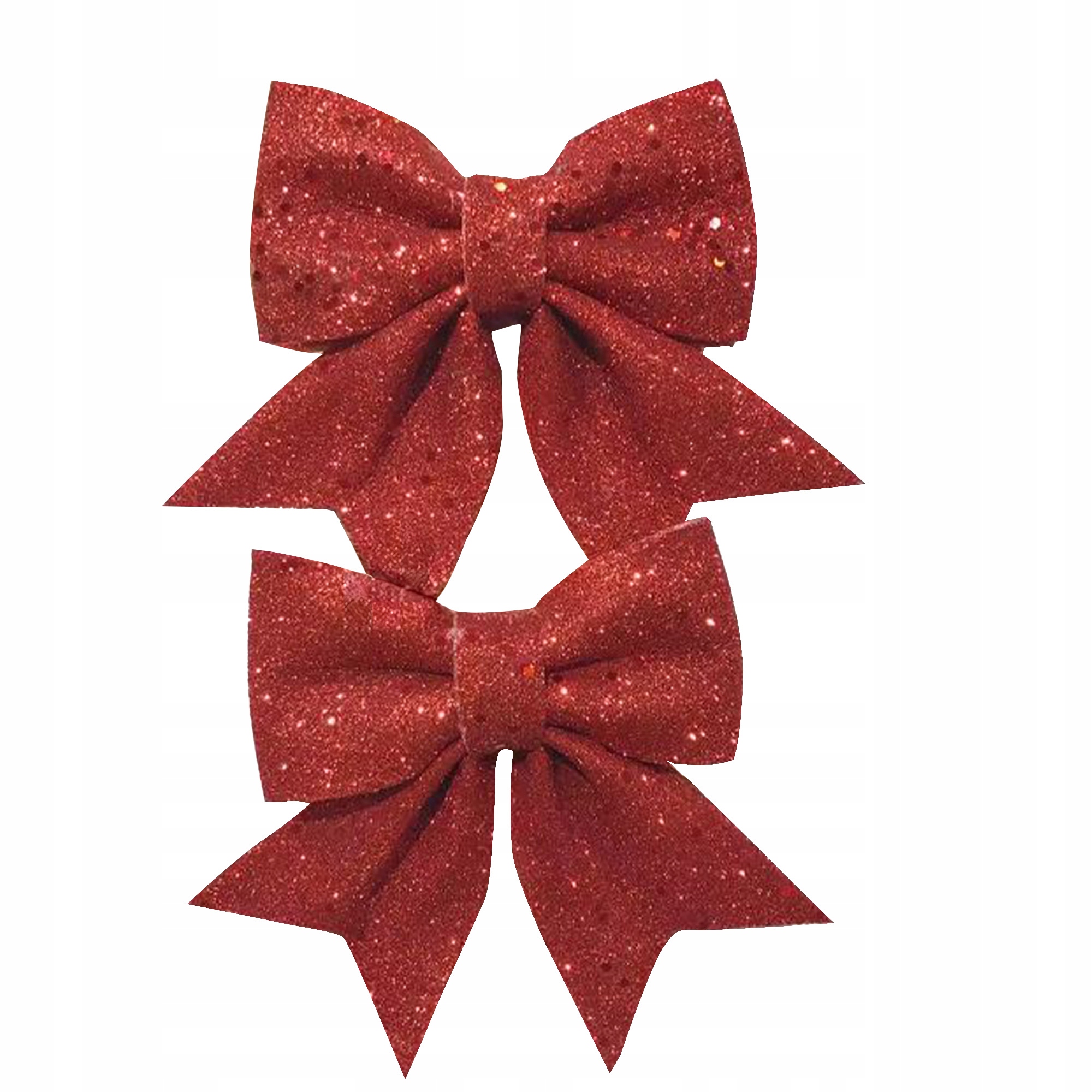 KOKARDA ŚWIĄTECZNA 2SZT CZERWONA BŁYSZCZĄCA 15CM NA CHOINKĘ DRZWI OKNO