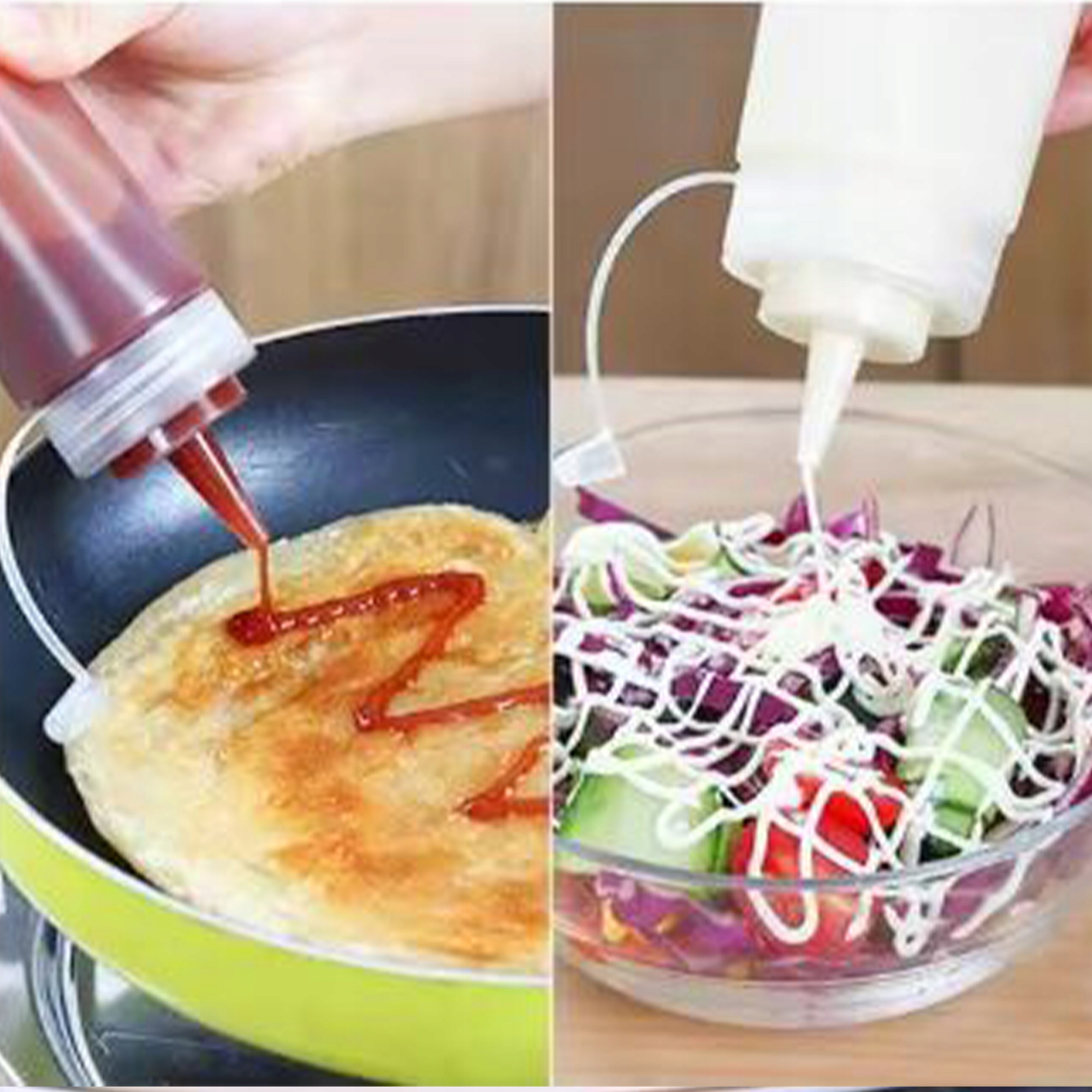 ZESTAW 2x BUTELKA DYSPENSER DOZOWNIK DO SOSÓW PRZEZROCZYSTY KUCHENNY 240 ML