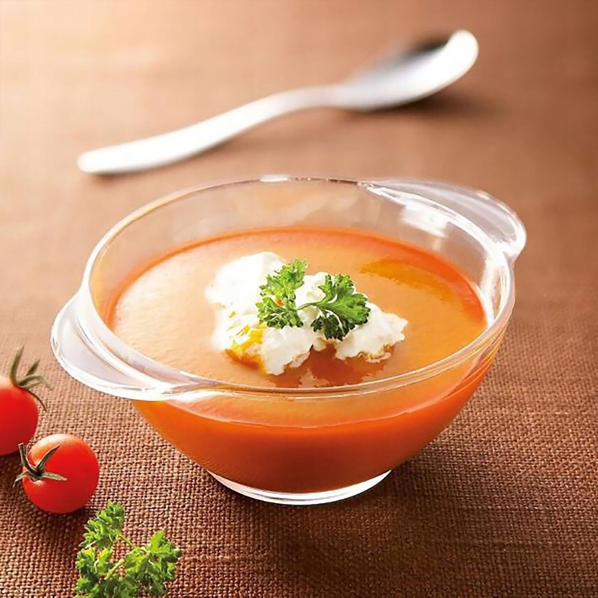 BULIONÓWKA 470 ML SZKLANA Z UCHWYTAMI MISKA OBIADOWA DO ZUPY KREMU FLAKÓW