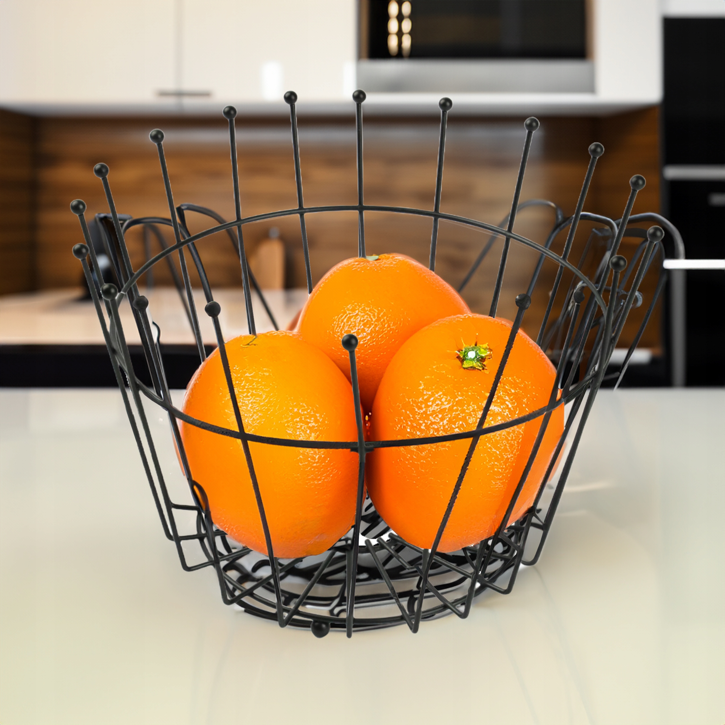 METALOWY KOSZYK NA OWOCE WARZYWA DRUCIANY OZDOBNY CZARNY KOSZ OKRĄGŁY 25 CM