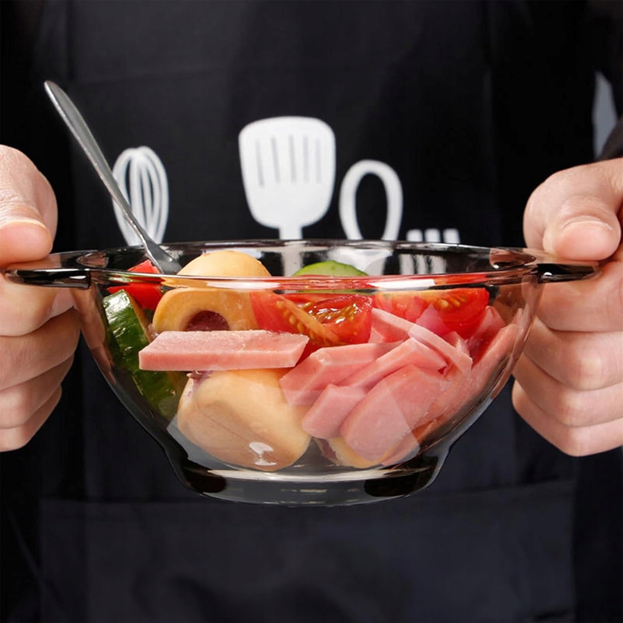 BULIONÓWKA 470 ML SZKLANA Z UCHWYTAMI MISKA OBIADOWA DO ZUPY KREMU FLAKÓW