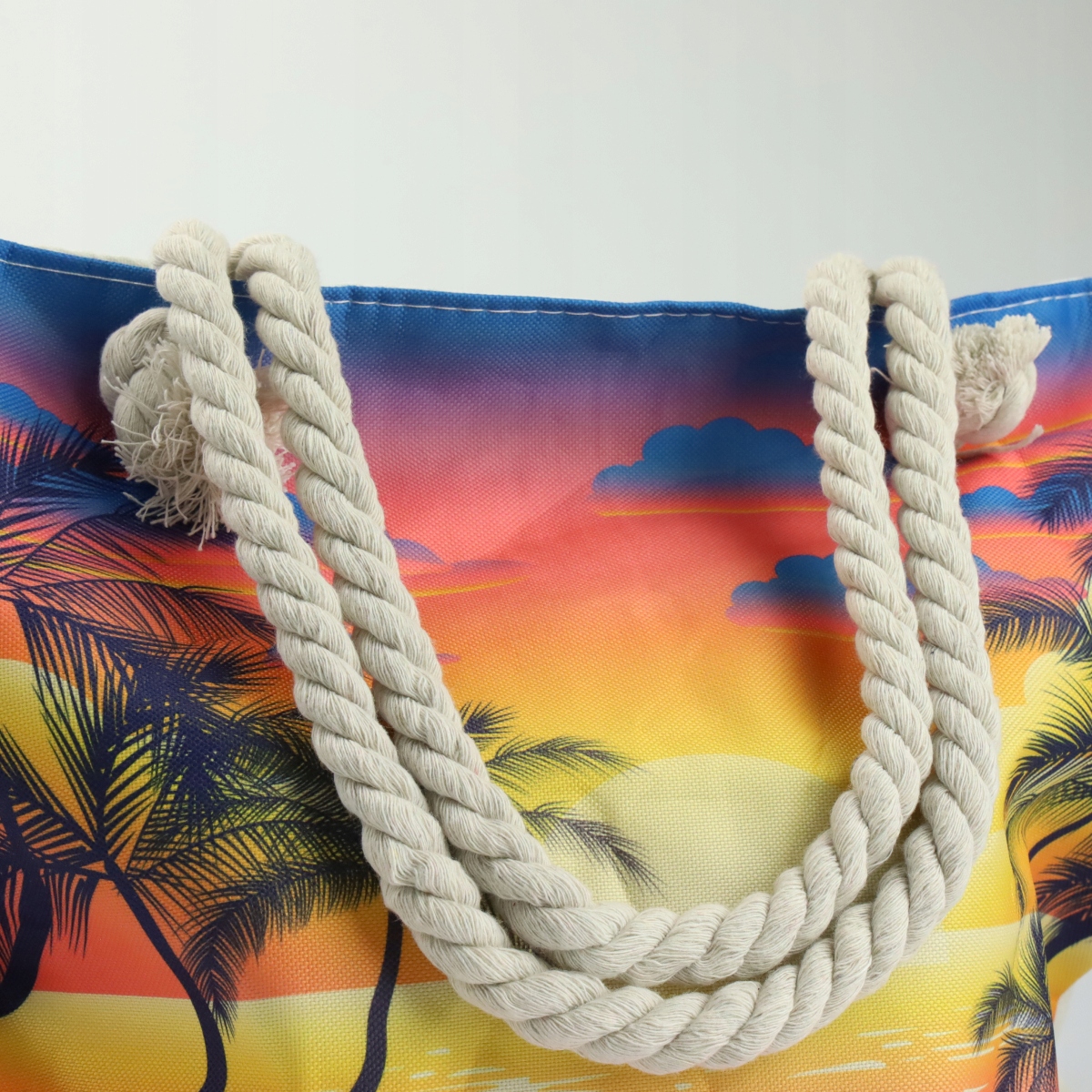 TORBA PLAŻOWA MIEJSKA MATERIAŁOWA Z PODSZEWKĄ SHOPPER NA RAMIĘ Z ZAMKIEM