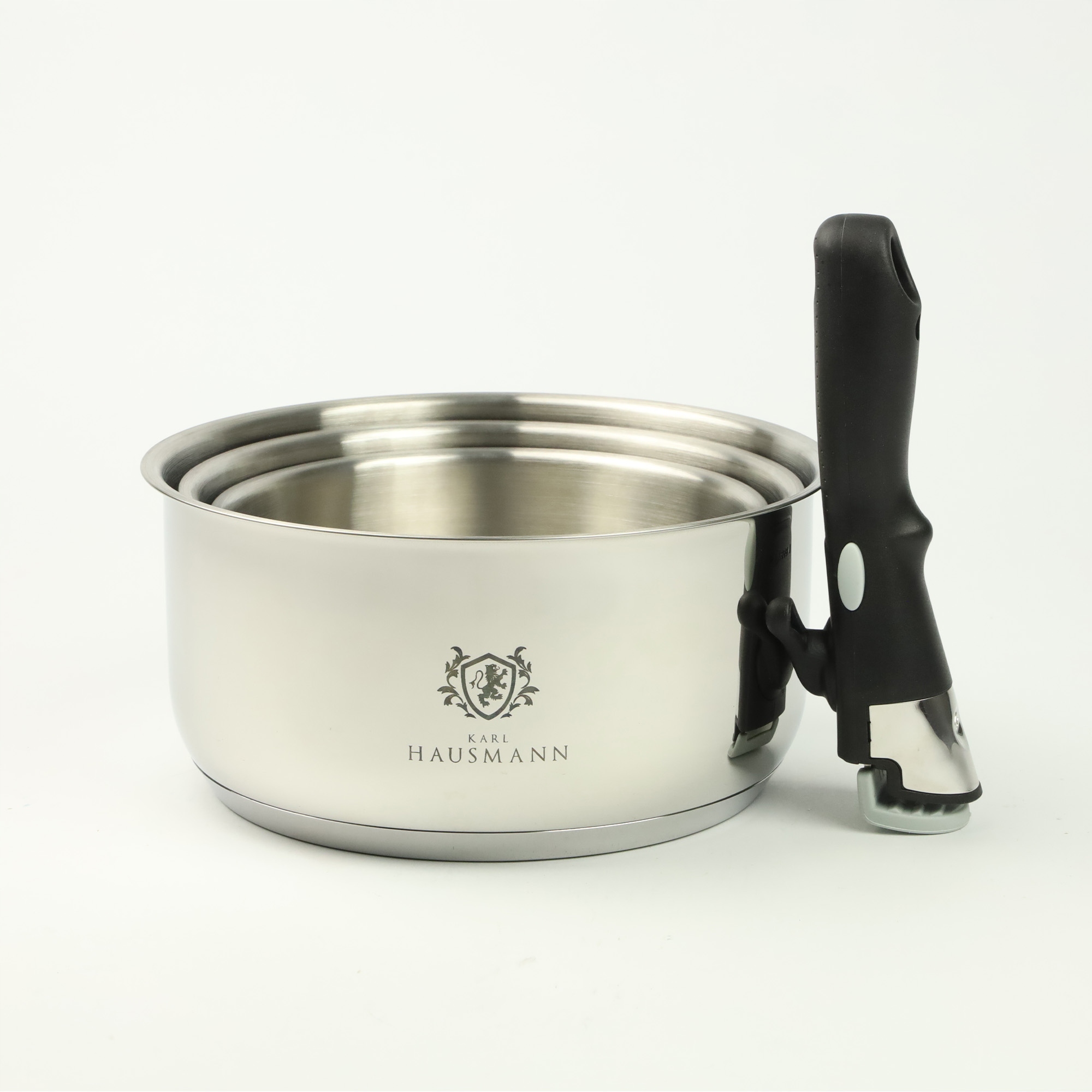 ZESTAW GARNKÓW STALOWYCH GARNKI Z ODPINANĄ RĄCZKĄ 3 SZT FUSION 1,6/2,2/3,1L