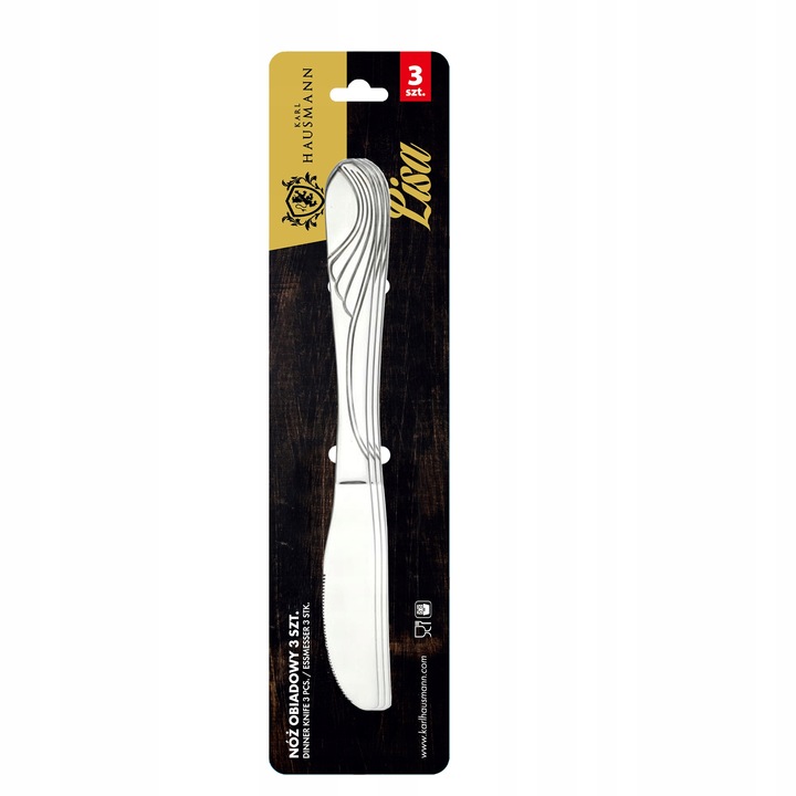 KPL. NOŻY OBIADOWYCH LISA 3SZT STAL NIERDZEWNA NÓŻ STOŁOWY WYSOKA JAKOŚĆ