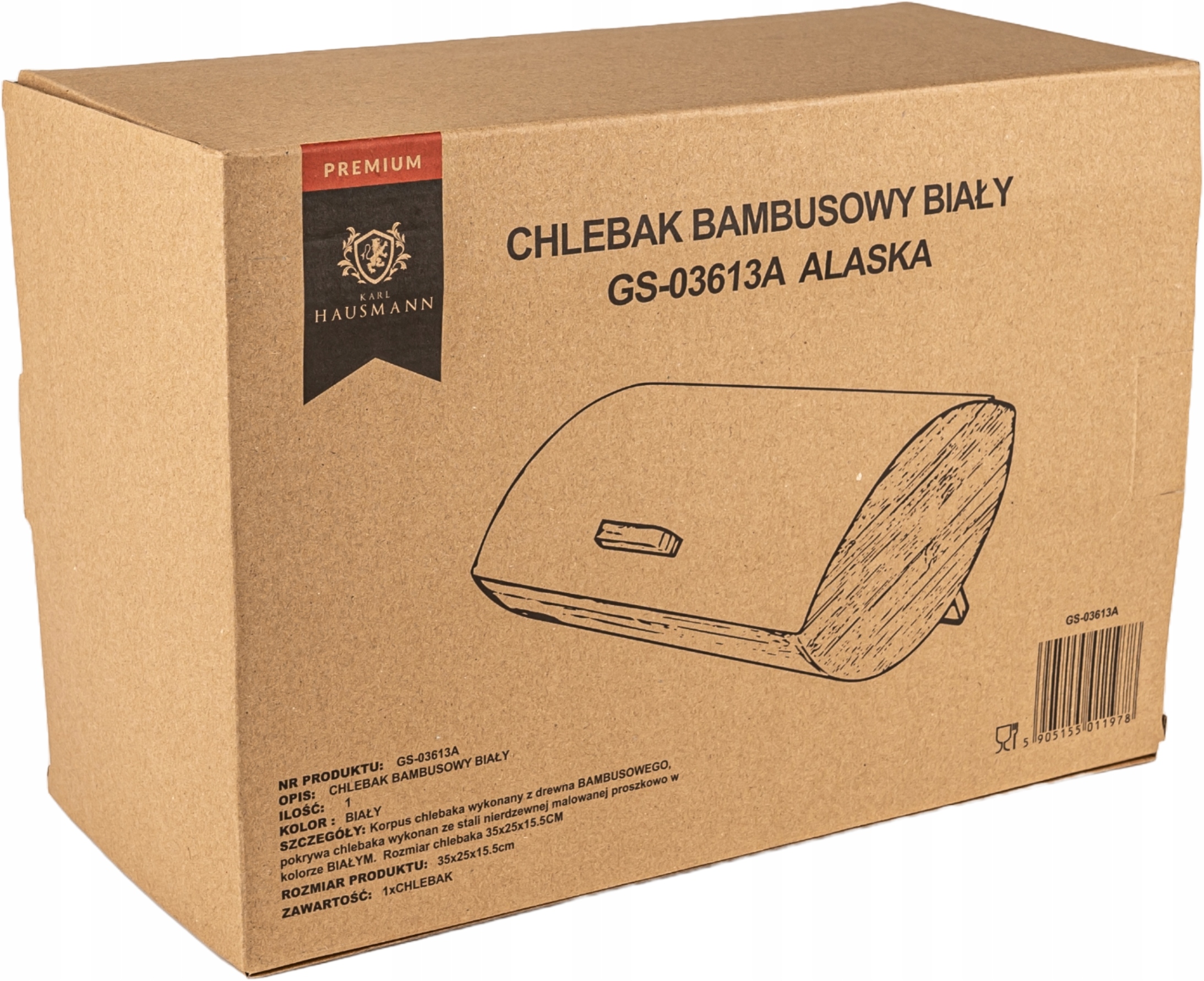 Chlebak pojemnik na pieczywo na chleb bułki stalowy bambusowy biały