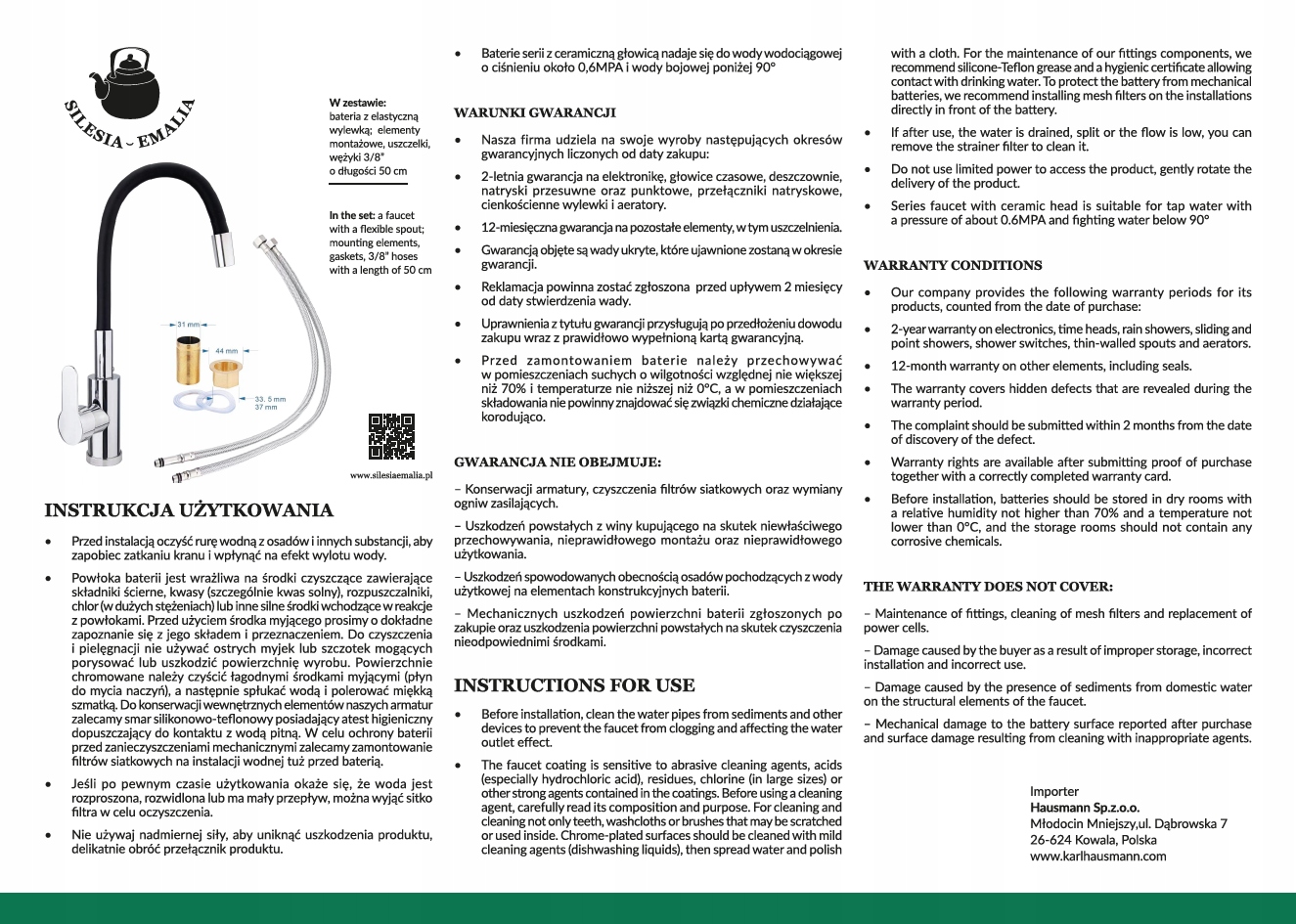 BATERIA KUCHENNA CZARNA ELASTYCZNA GIĘTKA WYLEWKA KRAN CZARNY ZLEWOZMYWAK