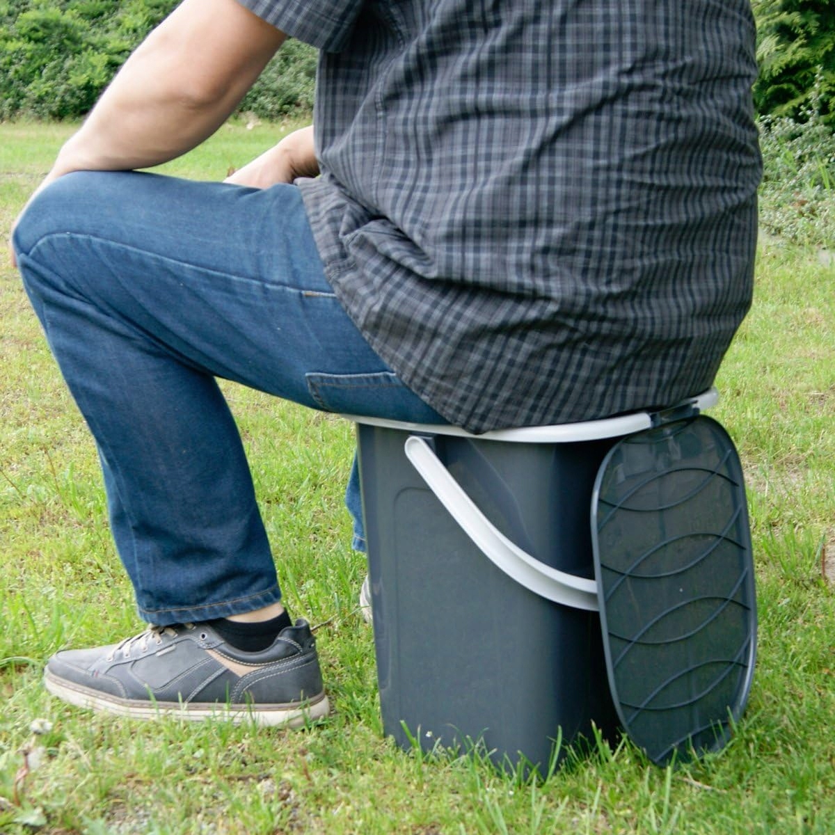 WIADRO WC MOBILNA TOALETA TURYSTYCZNA SZARA 22L Z POKRYWĄ I UCHWYTEM PODRÓŻ