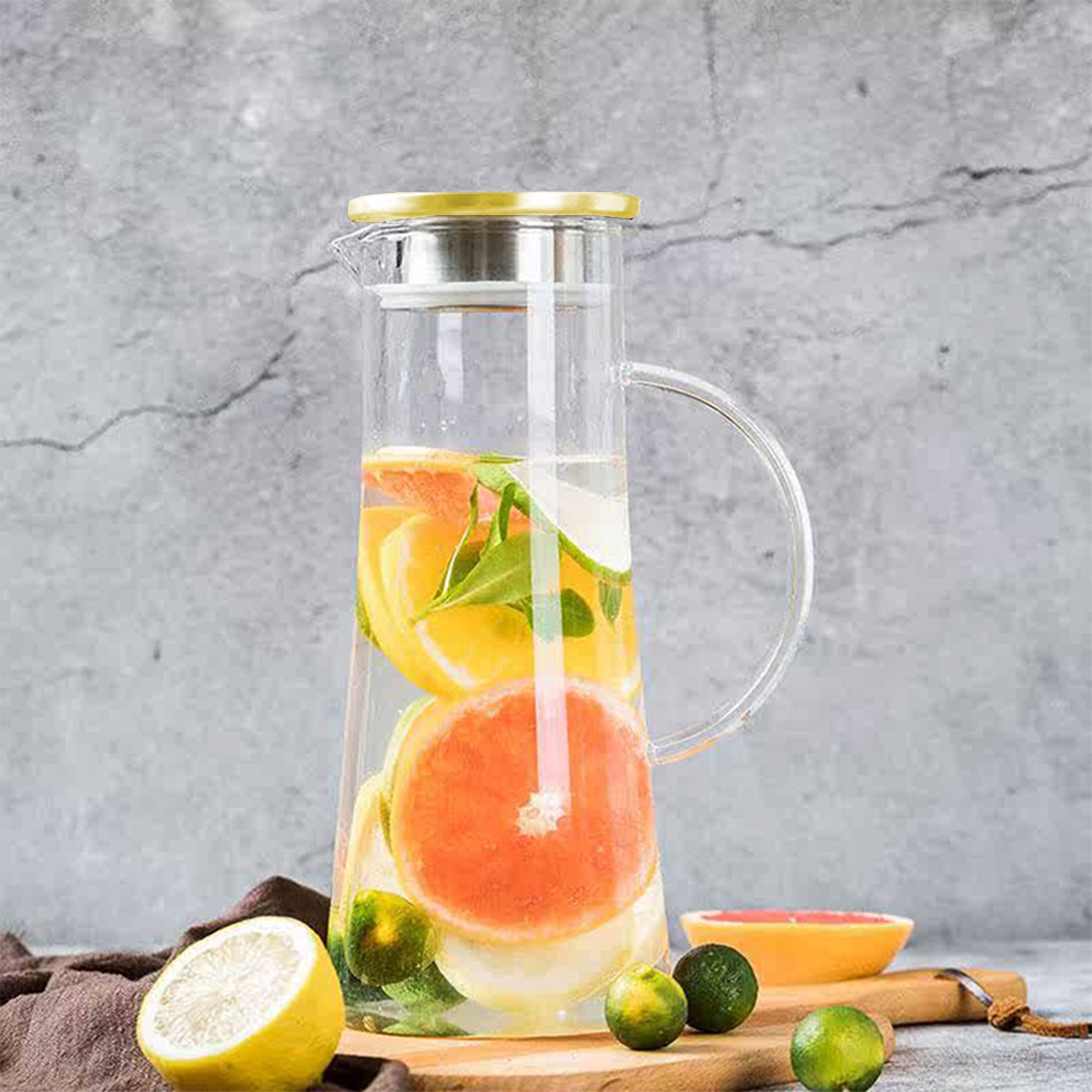 DZBANEK SZKLANY NA WODĘ LEMONIADĘ 1,8L KARAFKA Z POKRYWKĄ SITKO FILTRUJĄCE