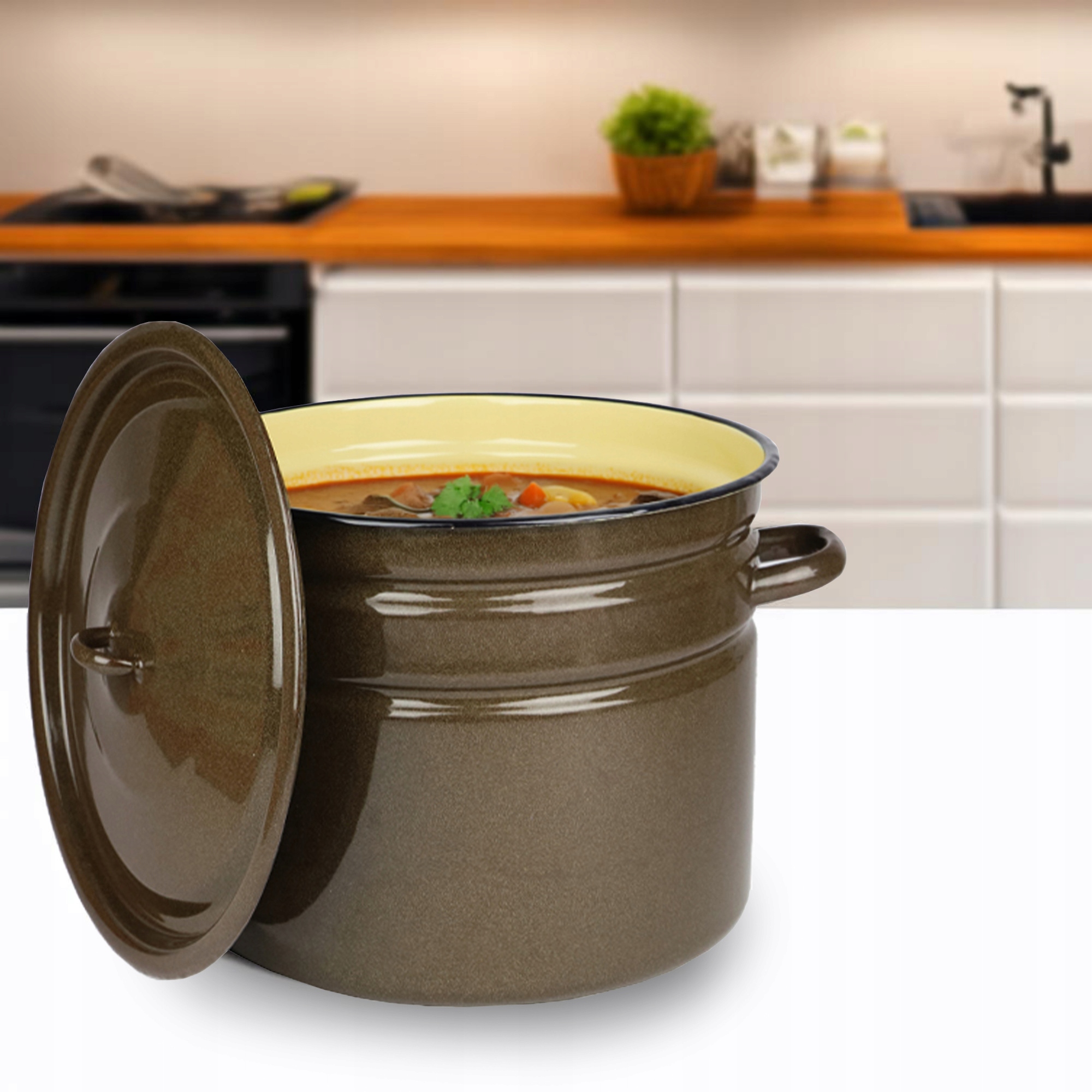 GARNEK EMALIOWANY POWDILAK 20 L Z POKRYWKĄ DO GOTOWANIA POTRAW PRZETWORÓW