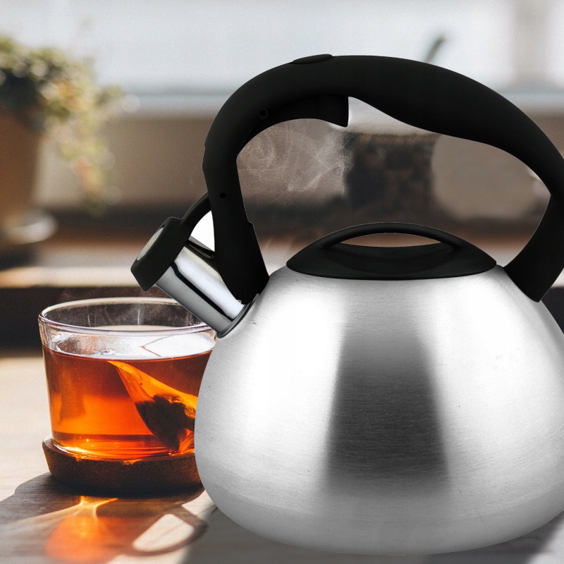 CZAJNIK stalowy nierdzewny 3L z gwizdkiem srebrny