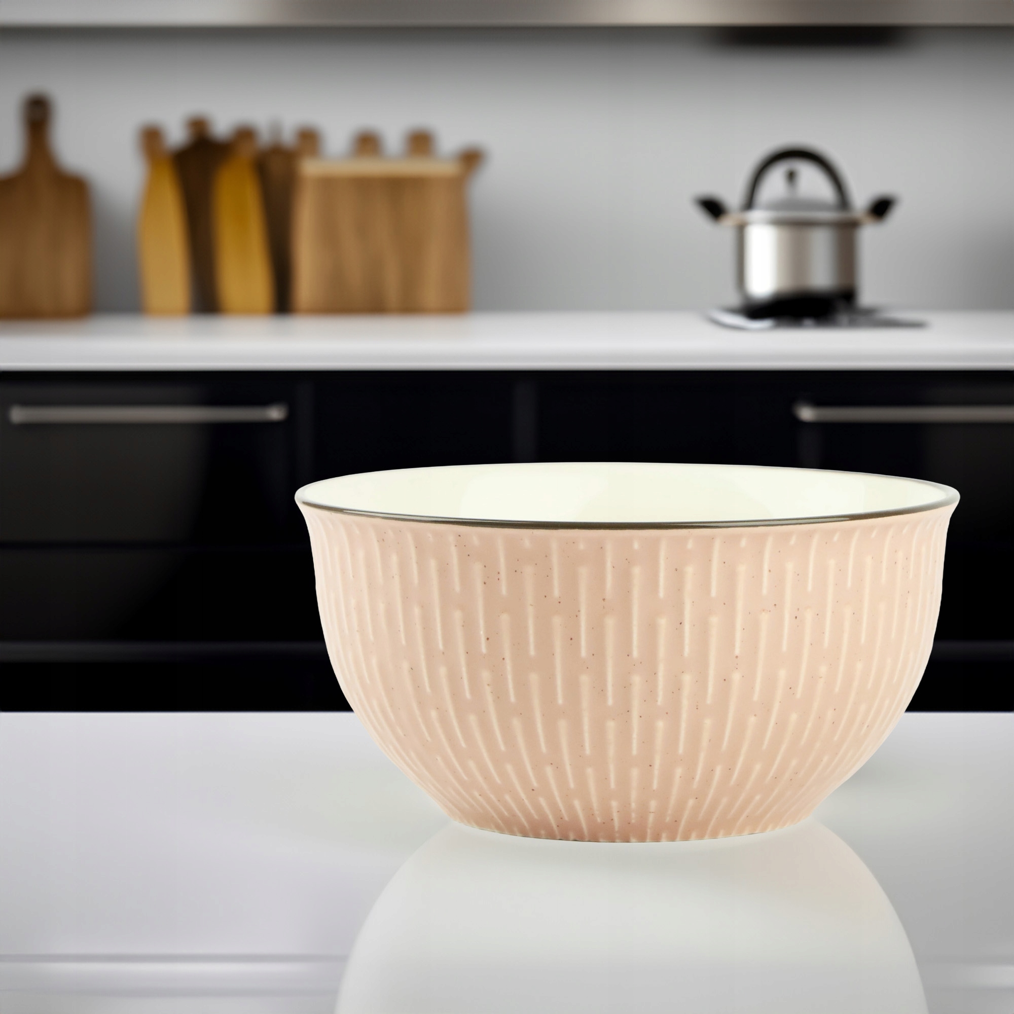 CERAMICZNA SALATERKA NA ZUPĘ OWOCE PRZEKĄSKI RÓŻOWA ZDOBIONA Z WZOREM