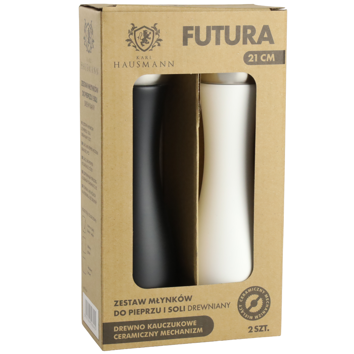ZESTAW RĘCZNYCH MŁYNKÓW DO MIELENIA SOLI PIEPRZU PRZYPRAW BIAŁY I CZARNY